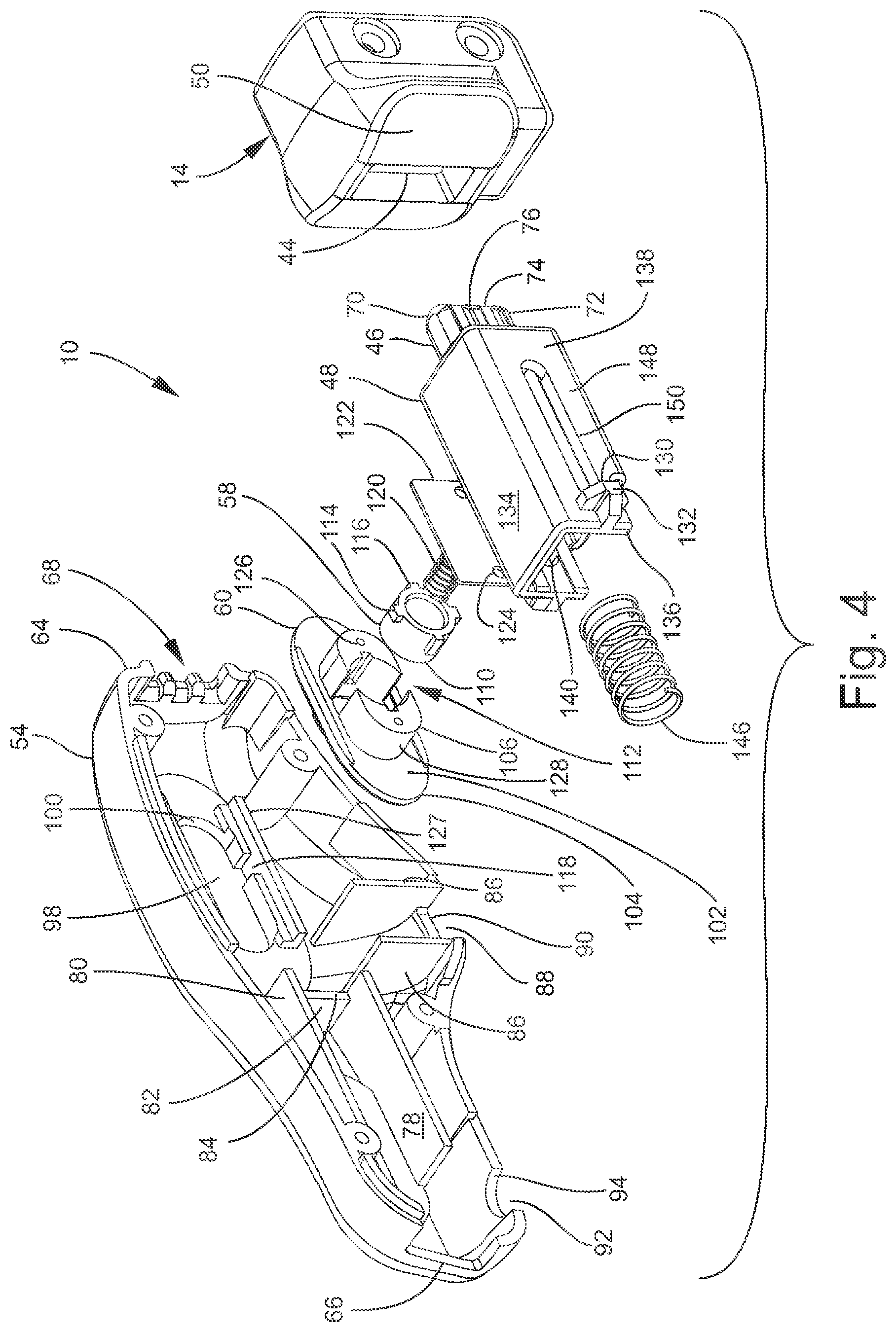 Patent US12448818 Figure 4 – Squeeze and slide to open gate latch