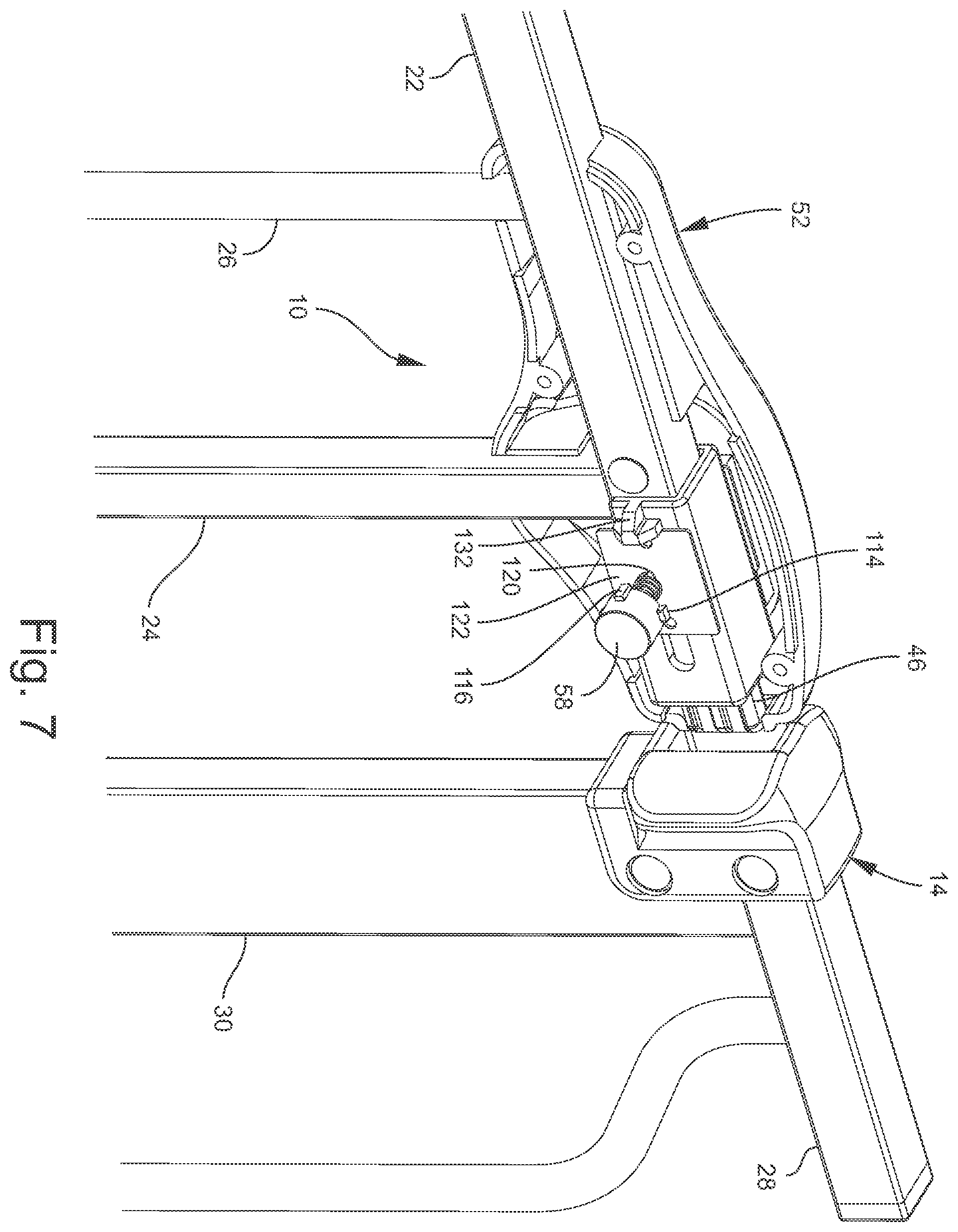 Patent US12448818 Figure 7 – Squeeze and slide to open gate latch