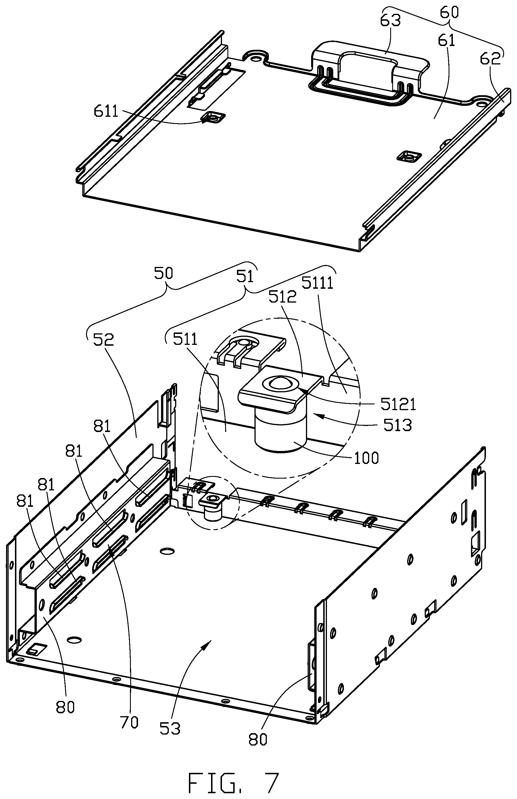 Patent US12448827 Figure 7 – Retention assembly and chassis having the same