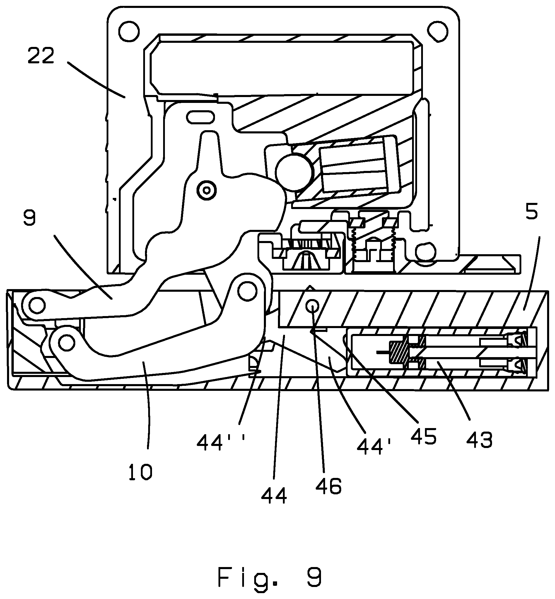 Patent US12448828 Figure 9 – Hinge for furniture