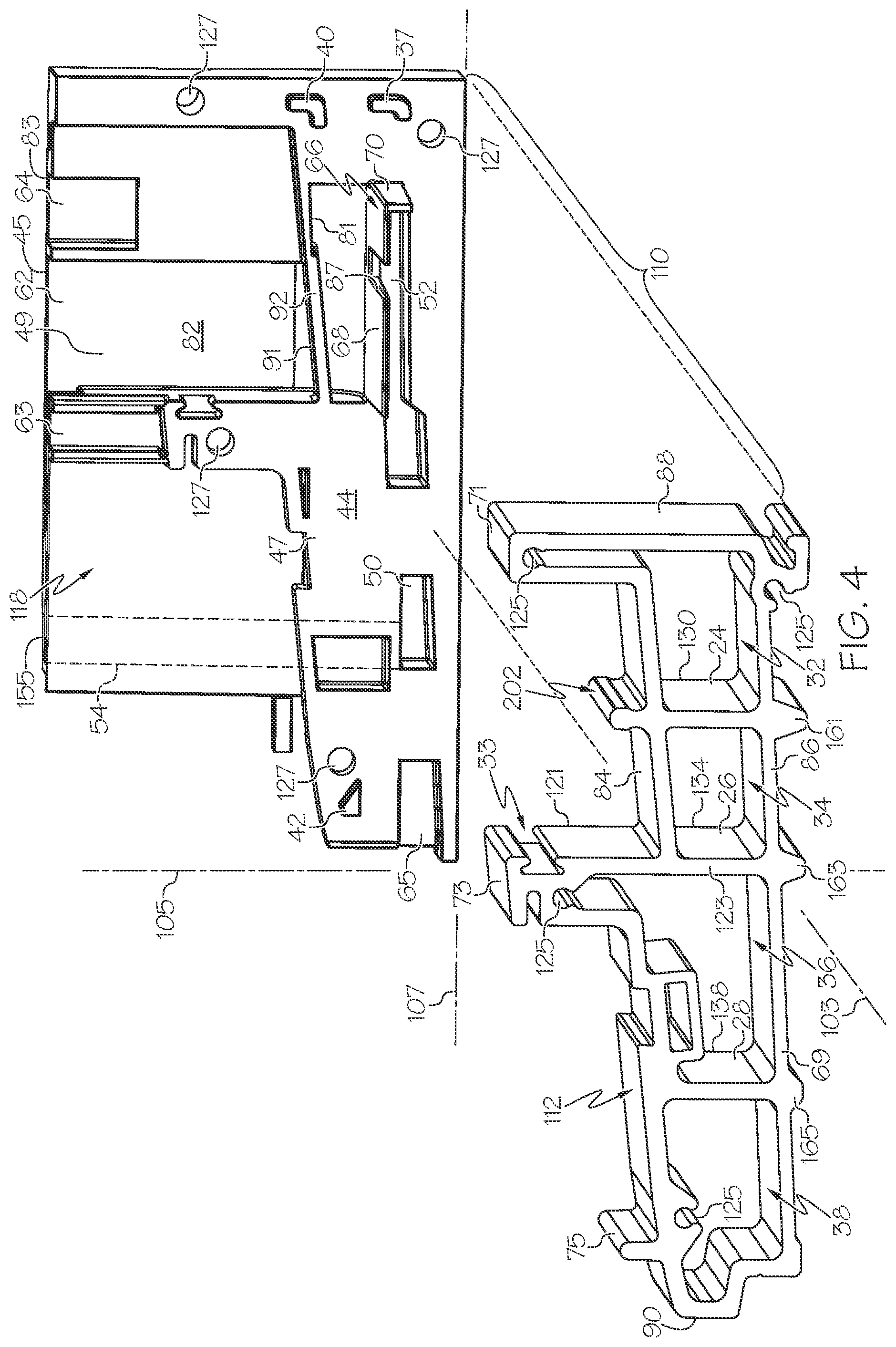 Patent US12448833 Figure 4 – Fenestration unit with sill arrangement fluid management system