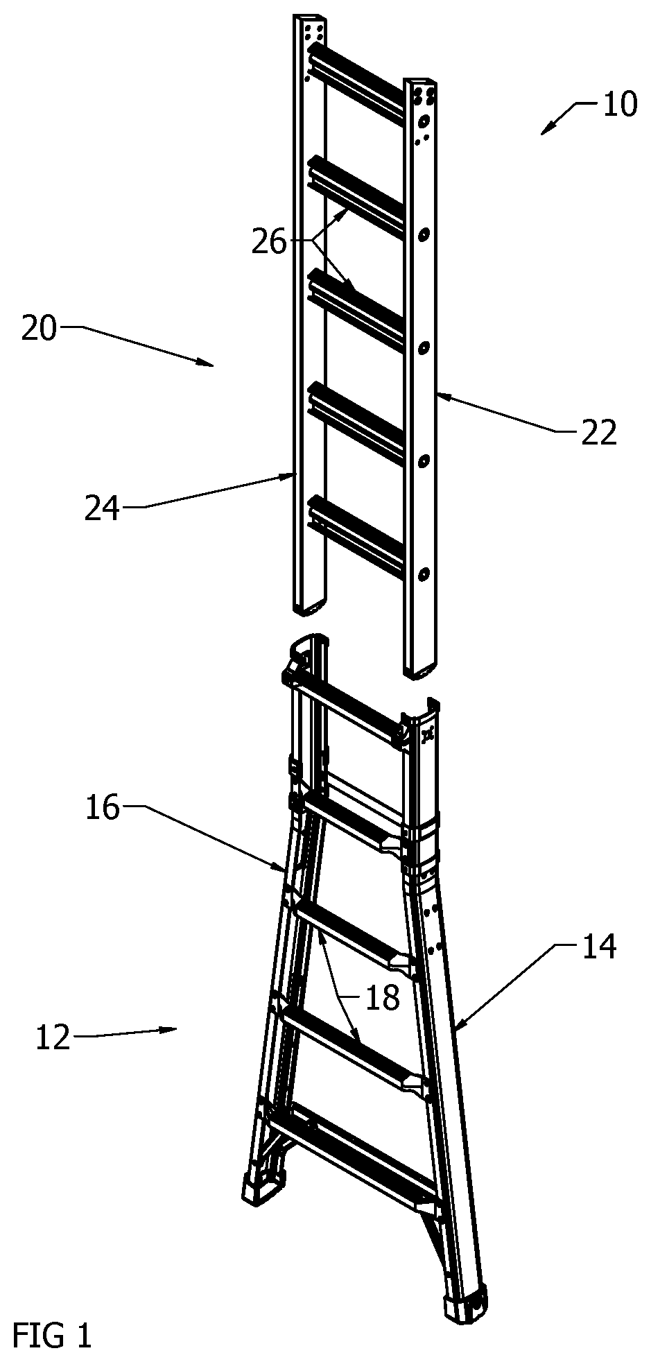 Patent US12448841 Figure 1 – Climbing product having an extendable section lock assembly