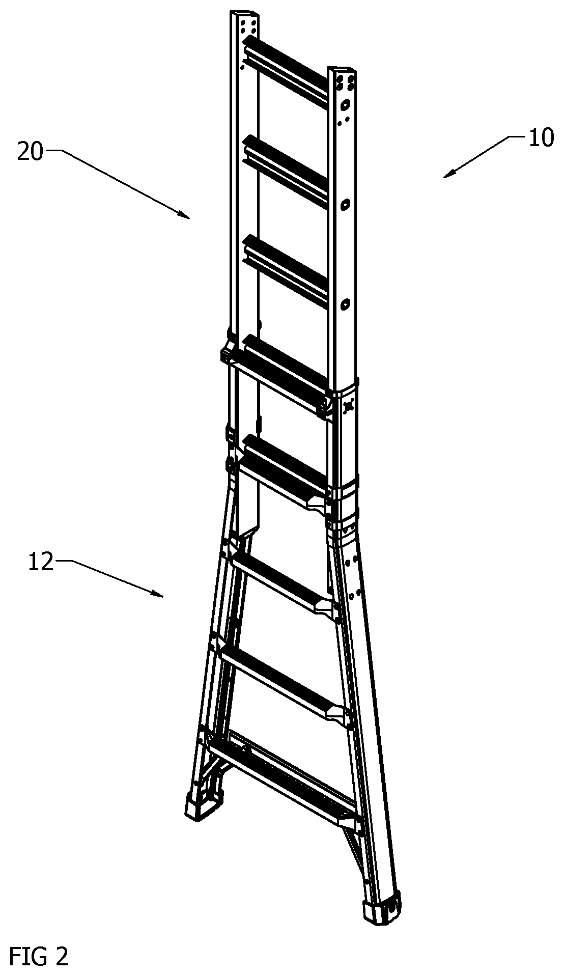 Patent US12448841 Figure 2 – Climbing product having an extendable section lock assembly