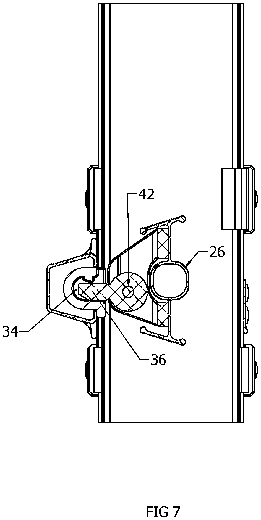 Patent US12448841 Figure 7 – Climbing product having an extendable section lock assembly