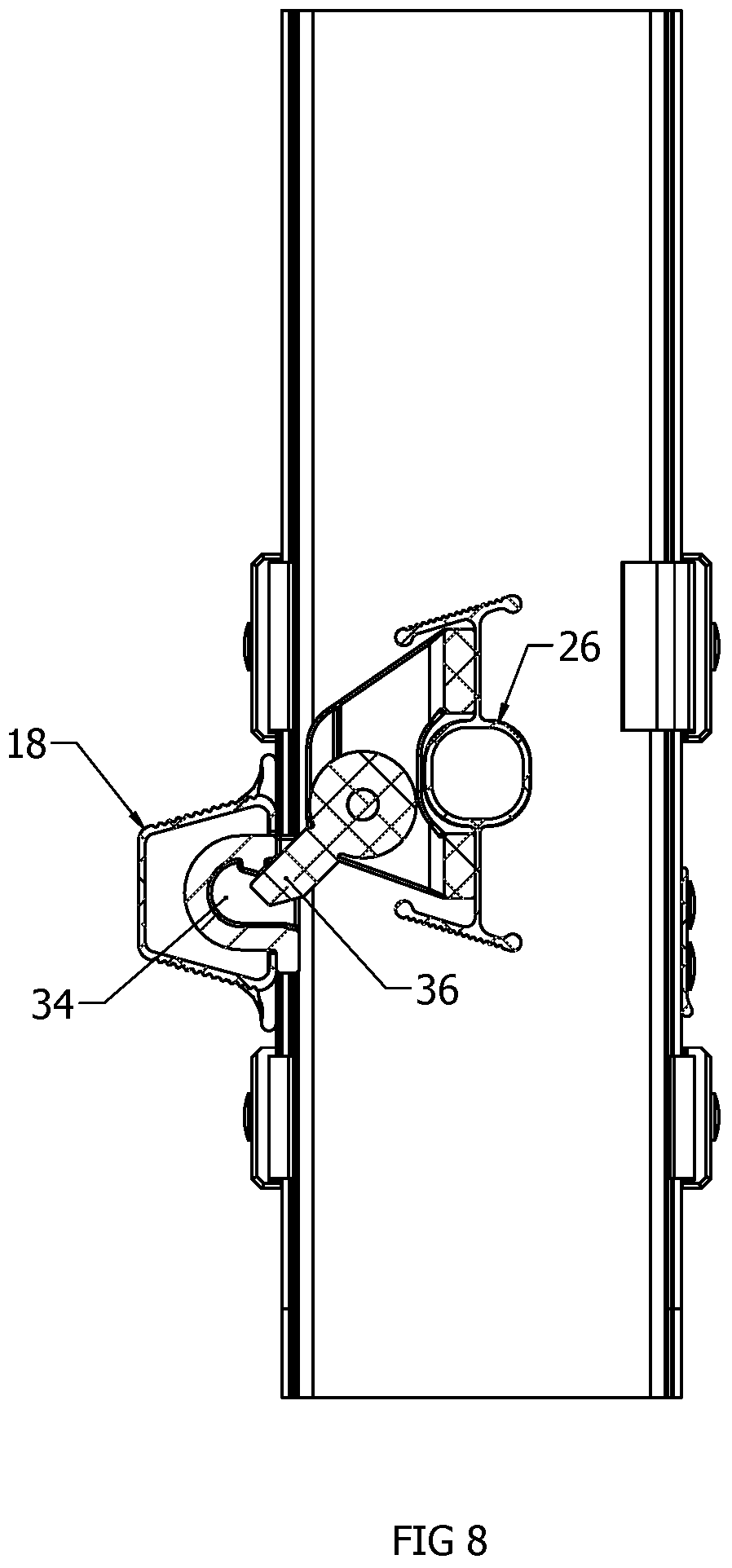 Patent US12448841 Figure 8 – Climbing product having an extendable section lock assembly