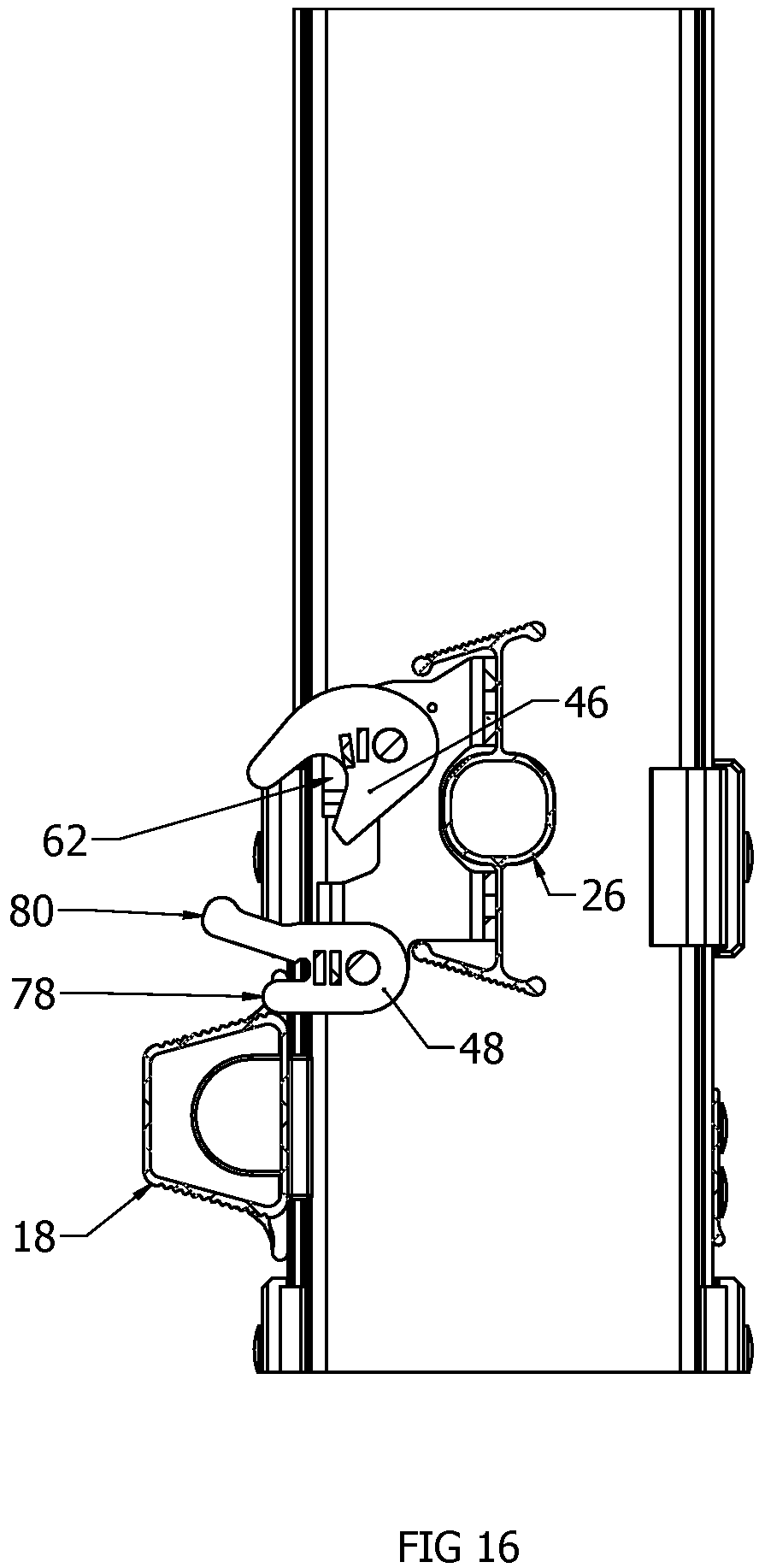 Patent US12448841 Figure 16 – Climbing product having an extendable section lock assembly