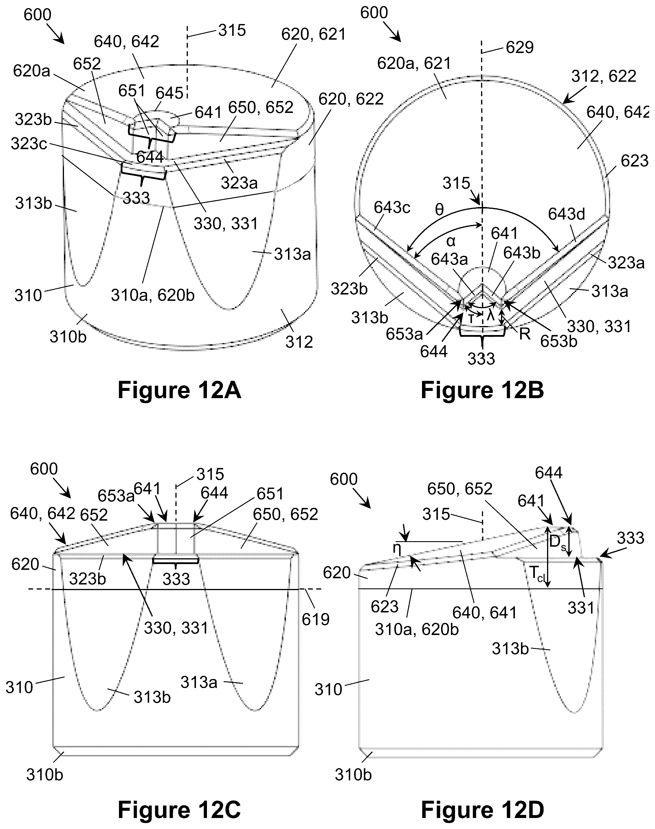 Patent US12448852 Figure 13 – Fixed cutter drill bits and cutter element with secondary cutting edges for same