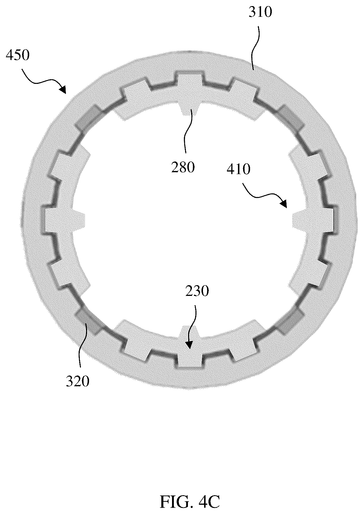 Patent US12448856 Figure 8 – Latch collet including unique collet prop buttons