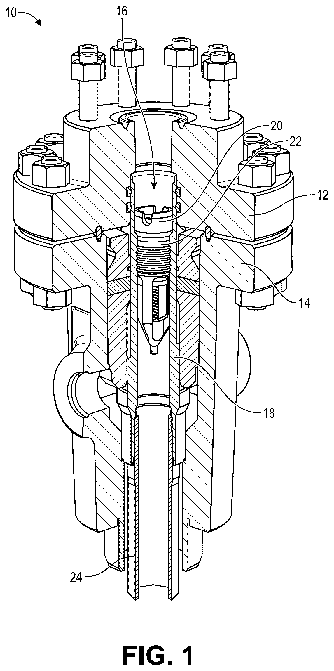 Patent US12448861 — Seal gland assembly for a valve in a tubing hanger — Figure 1