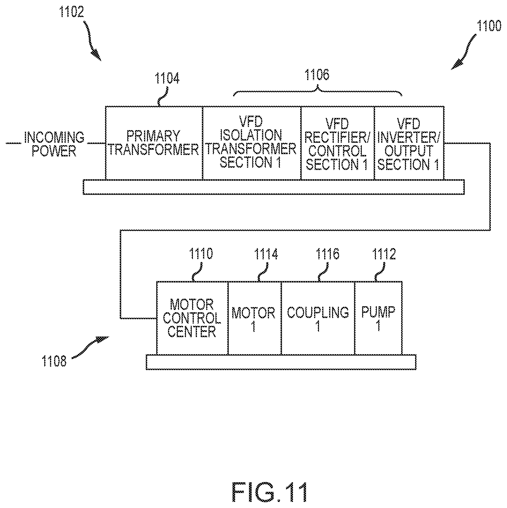 Patent US12448877 Figure 11 – High horsepower pumping configuration for an electric hydraulic fracturing system