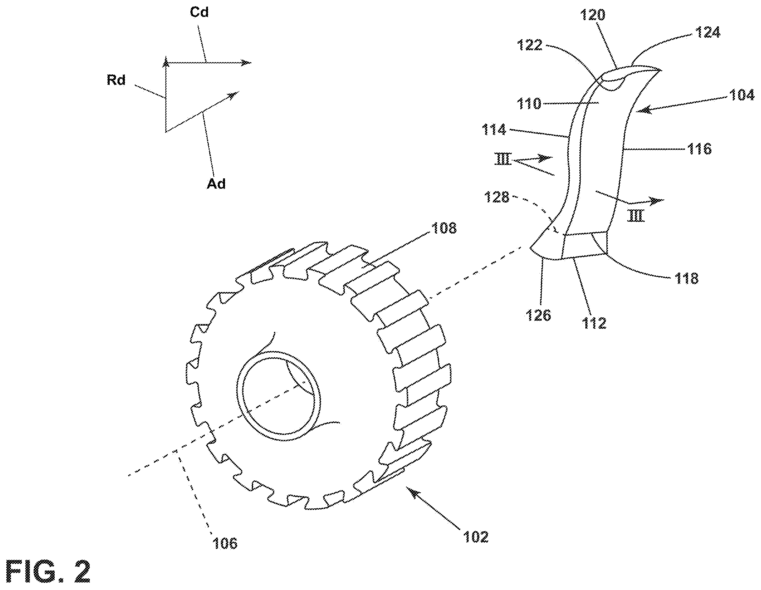 Patent US12448891 Figure 2 – Turbine engine airfoil with a woven core
