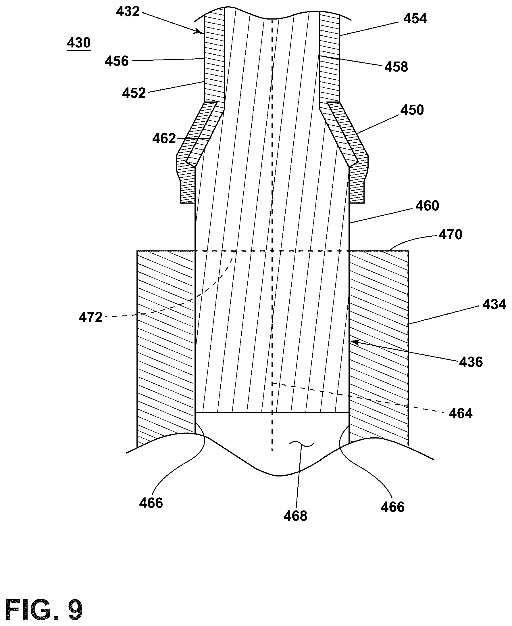 Patent US12448892 Figure 9 – Composite airfoil assembly having a composite airfoil and spar