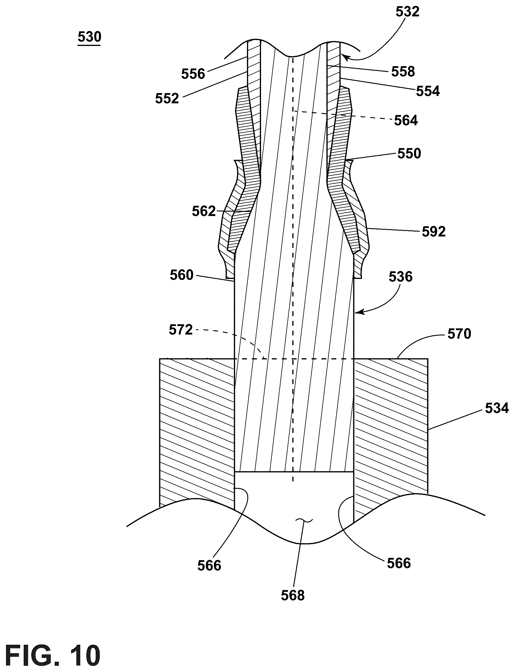 Patent US12448892 Figure 10 – Composite airfoil assembly having a composite airfoil and spar