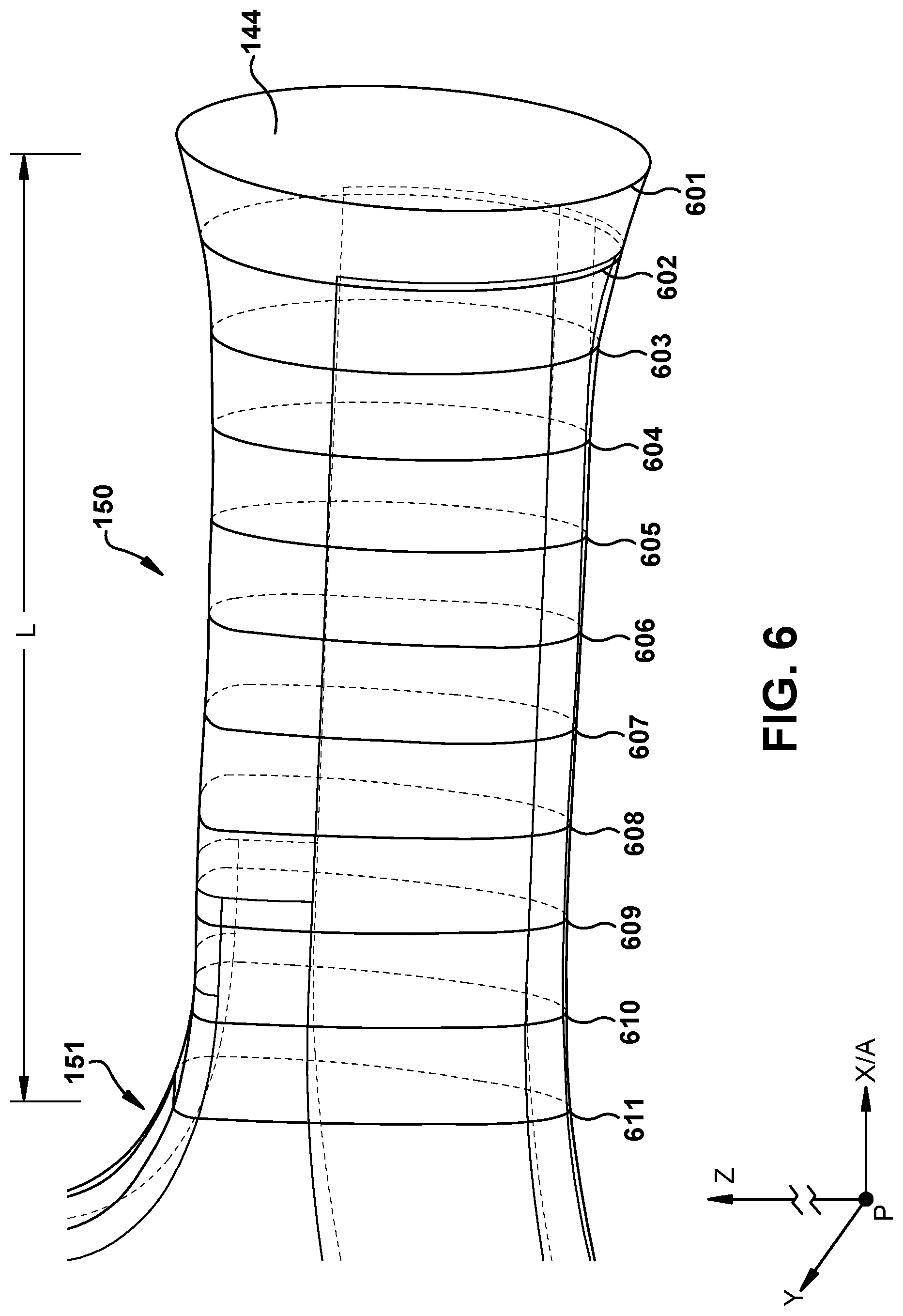 Patent US12448894 Figure 6 – Aerodynamic turbomachine component with cooling features and method of making