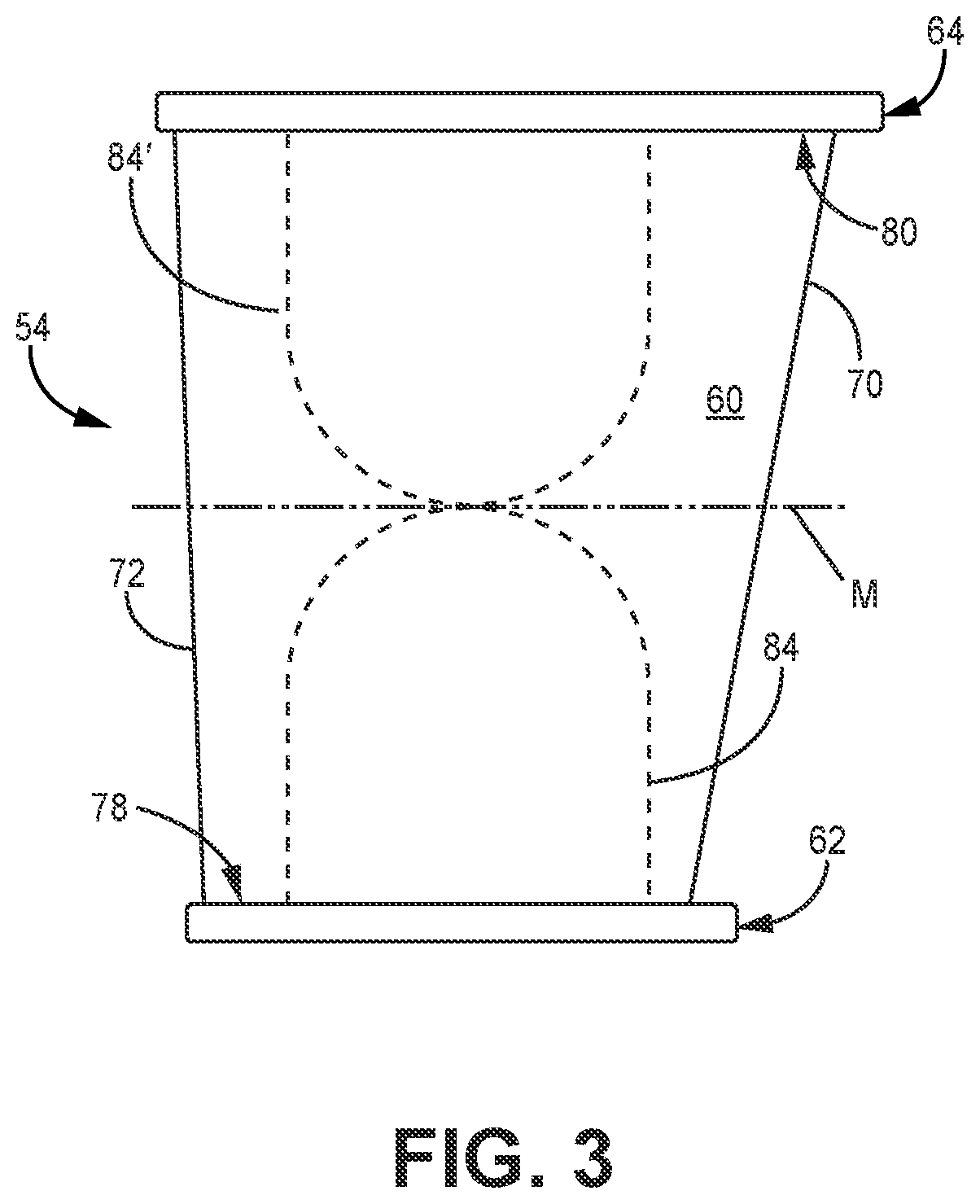 Patent US12448896 Figure 3 – Localized thickening ply reinforcement within ceramic matrix composite airfoil cavity