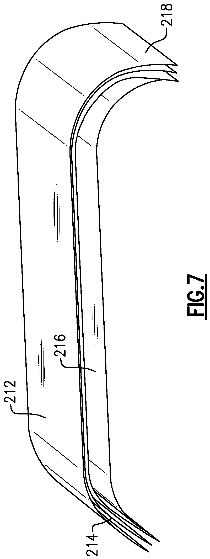 Patent US12448897 Figure 6 – Gas turbine engine component formed by CMCS and having a compressed insert with tapered ends