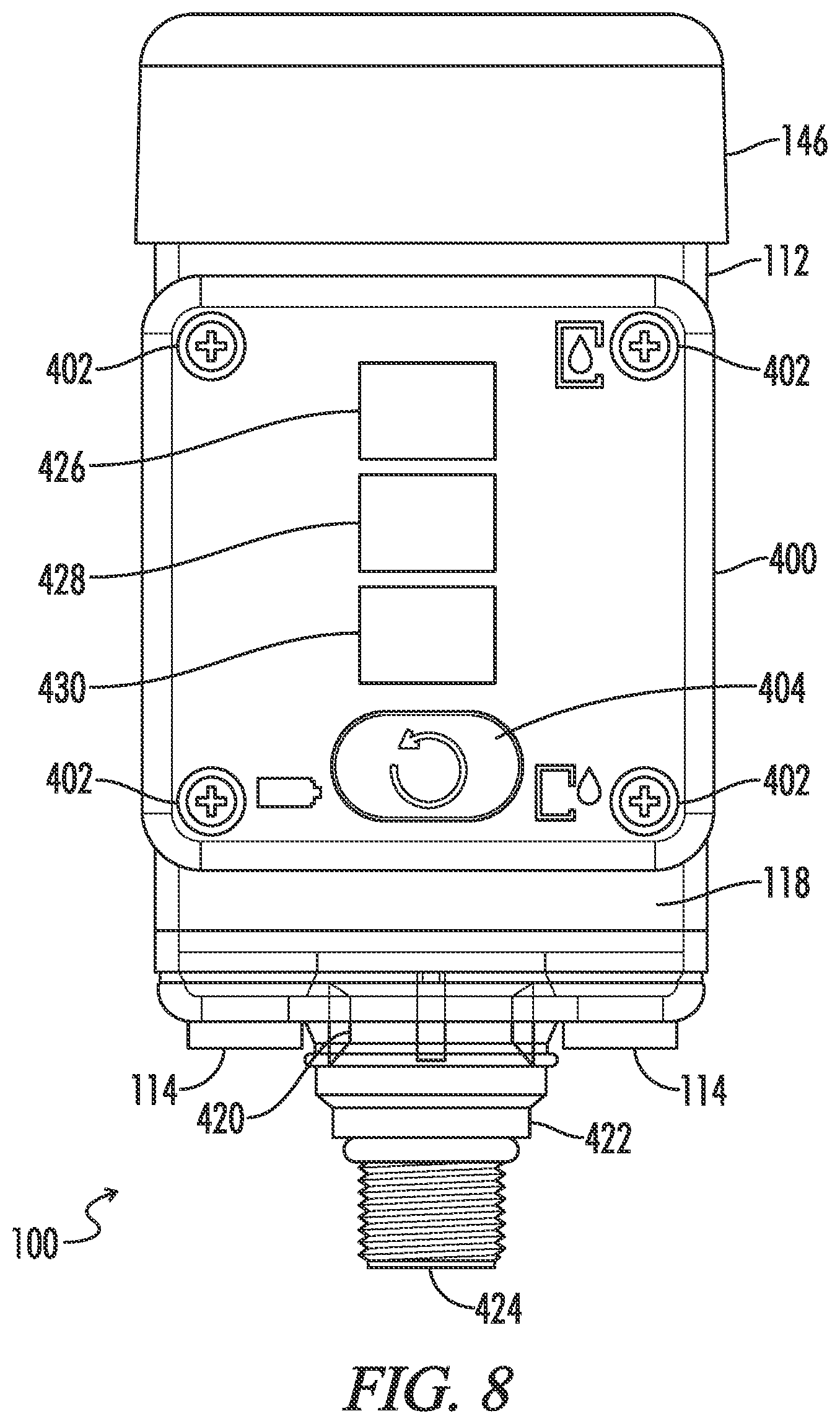 Patent US12448906 Figure 8 – System and apparatus for a diagnostic breather dryer having a coupleable expansion pack
