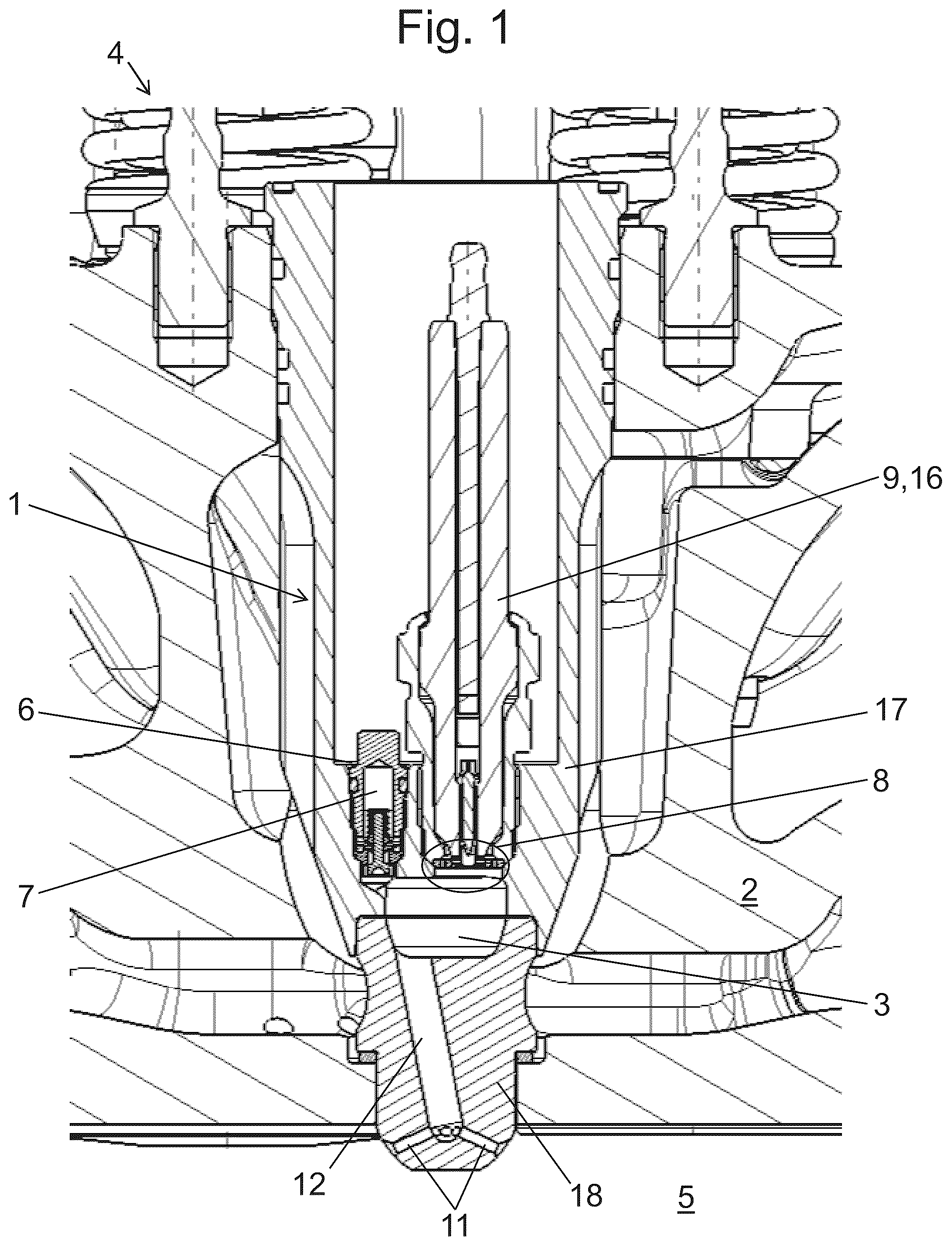 Patent US12448913 Figure 1 – Pre-chamber assembly