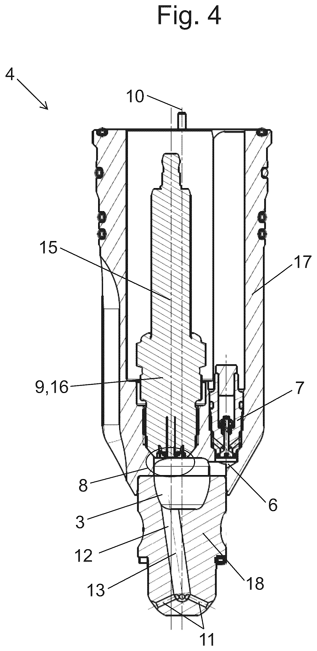 Patent US12448913 Figure 4 – Pre-chamber assembly