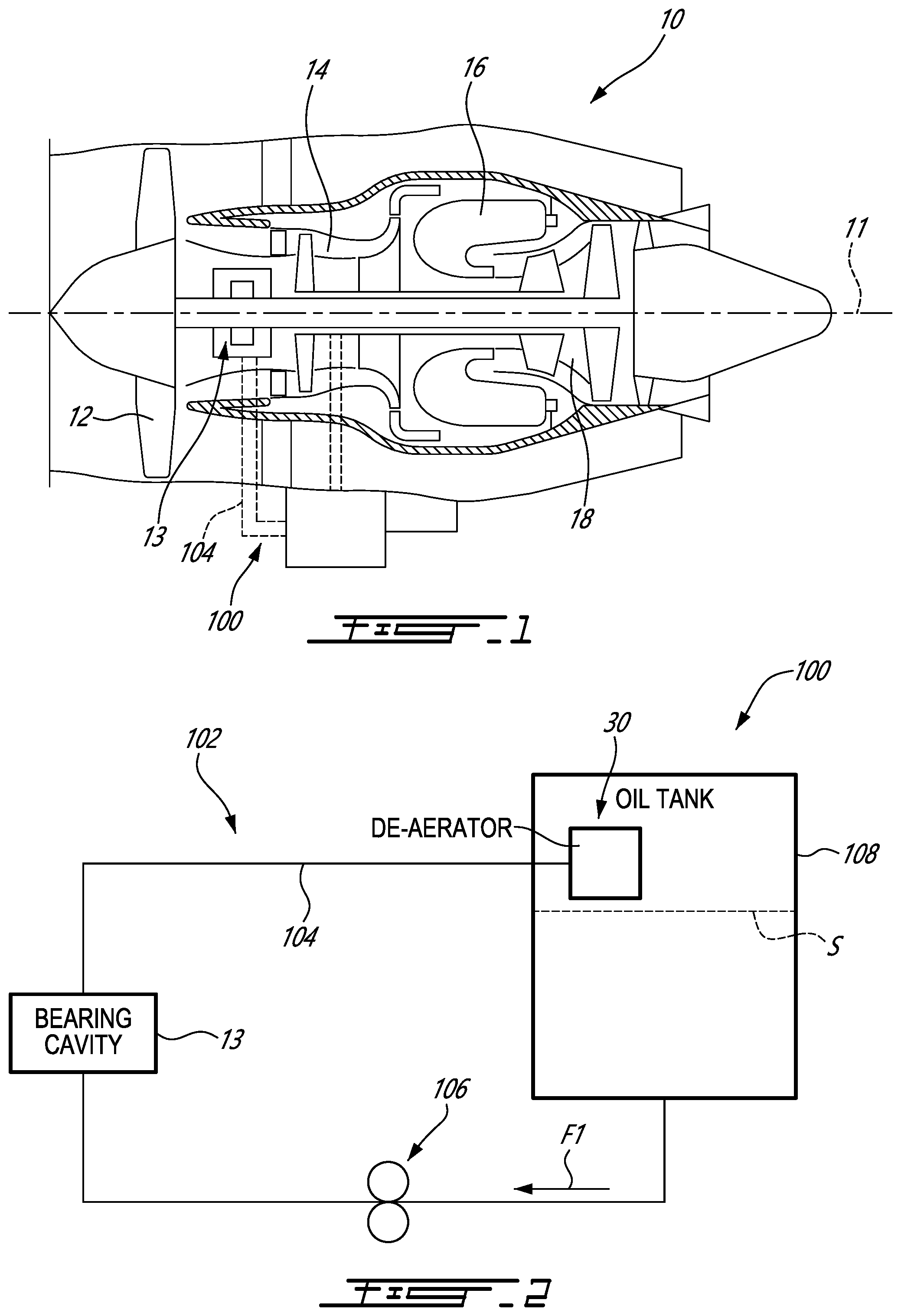 Patent US12448920 Figure 1 – Oil de-aerator for aircraft engine