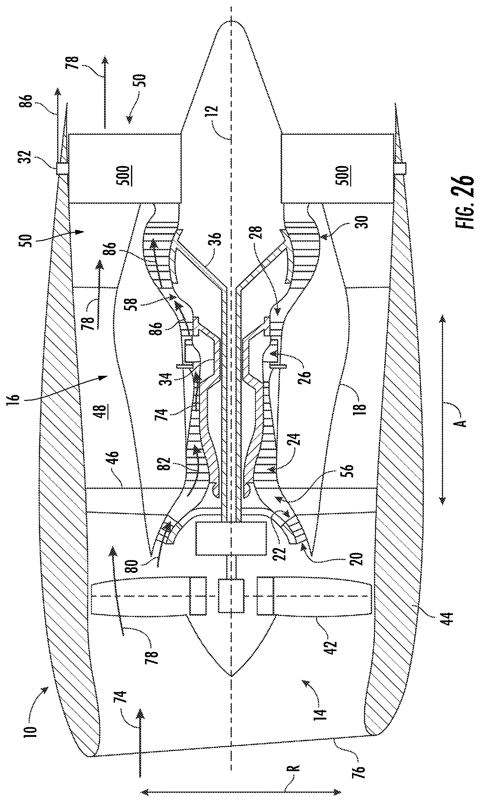 Patent US12448936 Figure 16 – Gas turbine engine having a heat exchanger located in an annular duct