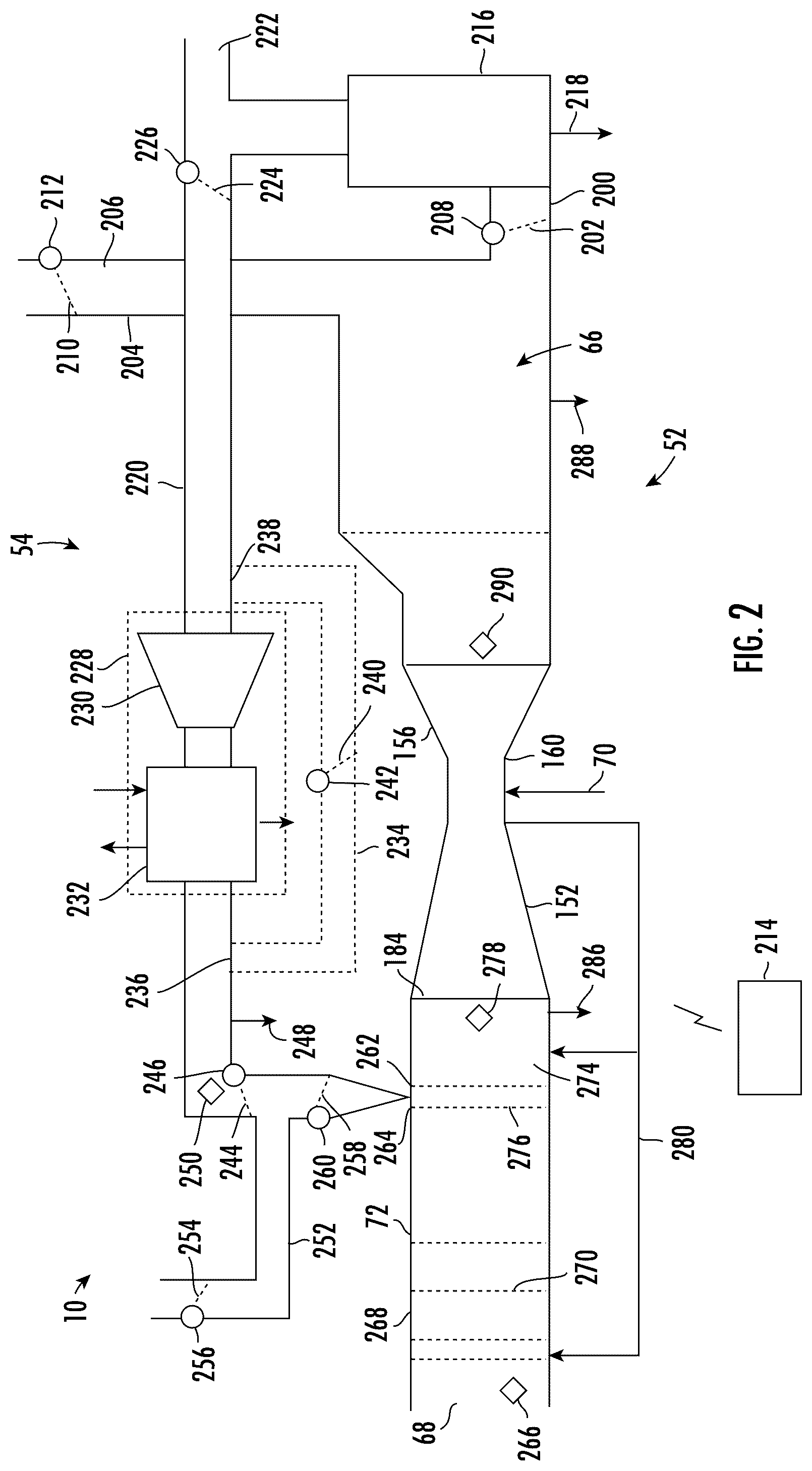 Patent US12448937 Figure 2 – System and method for operating exhaust gas recirculation in gas turbines