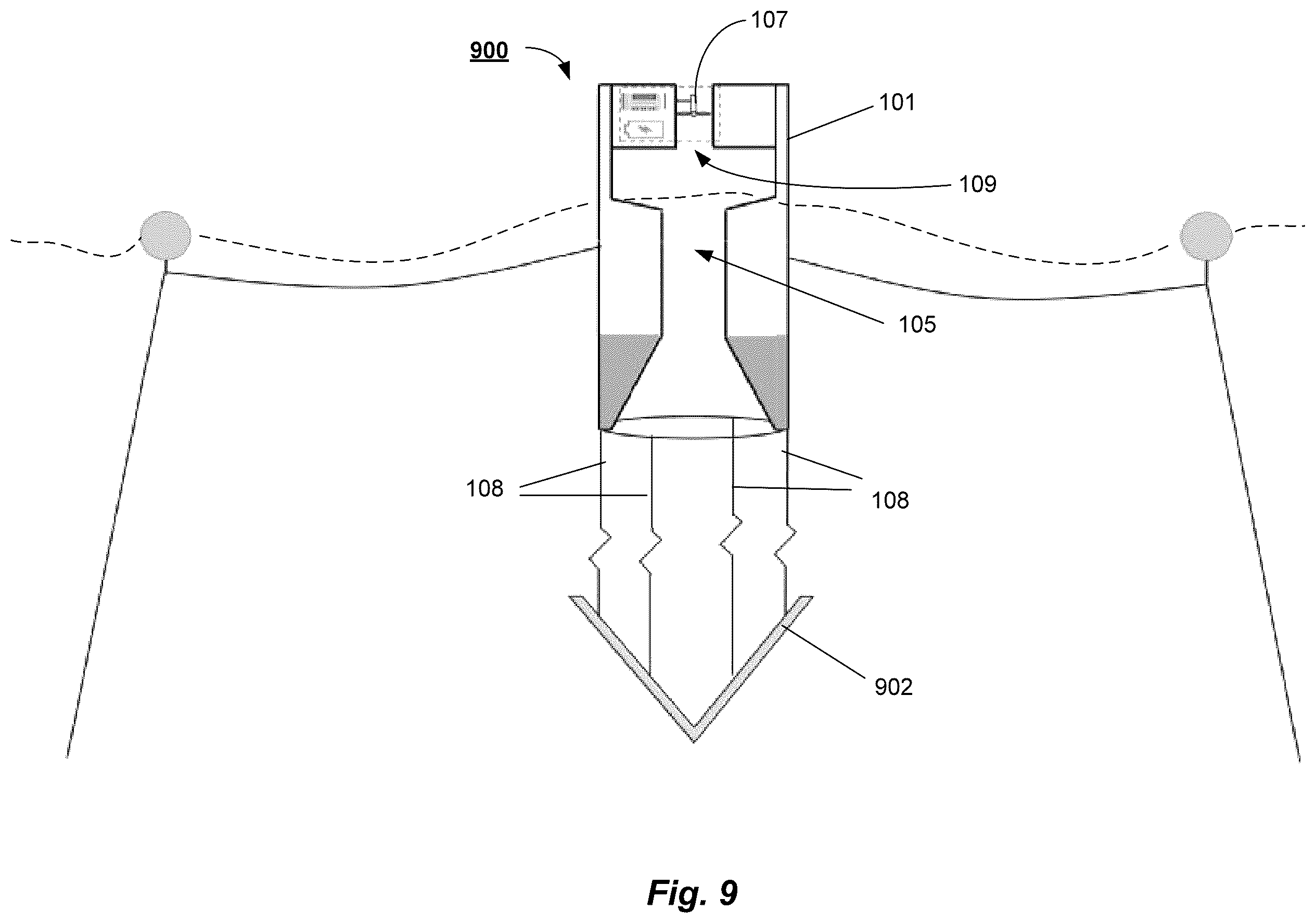 Patent US12448943 Figure 13 – Two-body flexible tether-connected oscillating water column