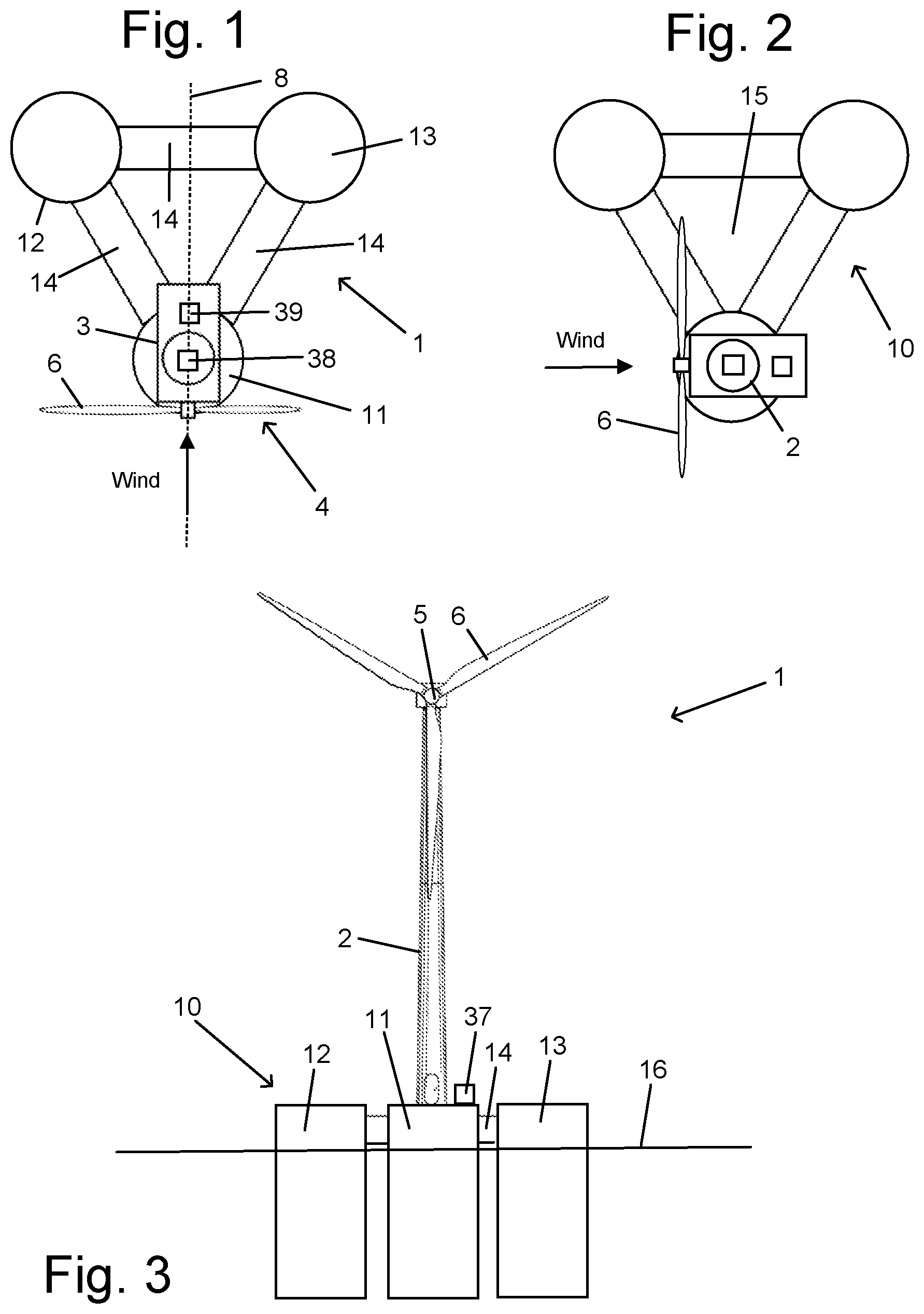 Patent US12448947 Figure 1 – Method of damping motion of a floating wind turbine
