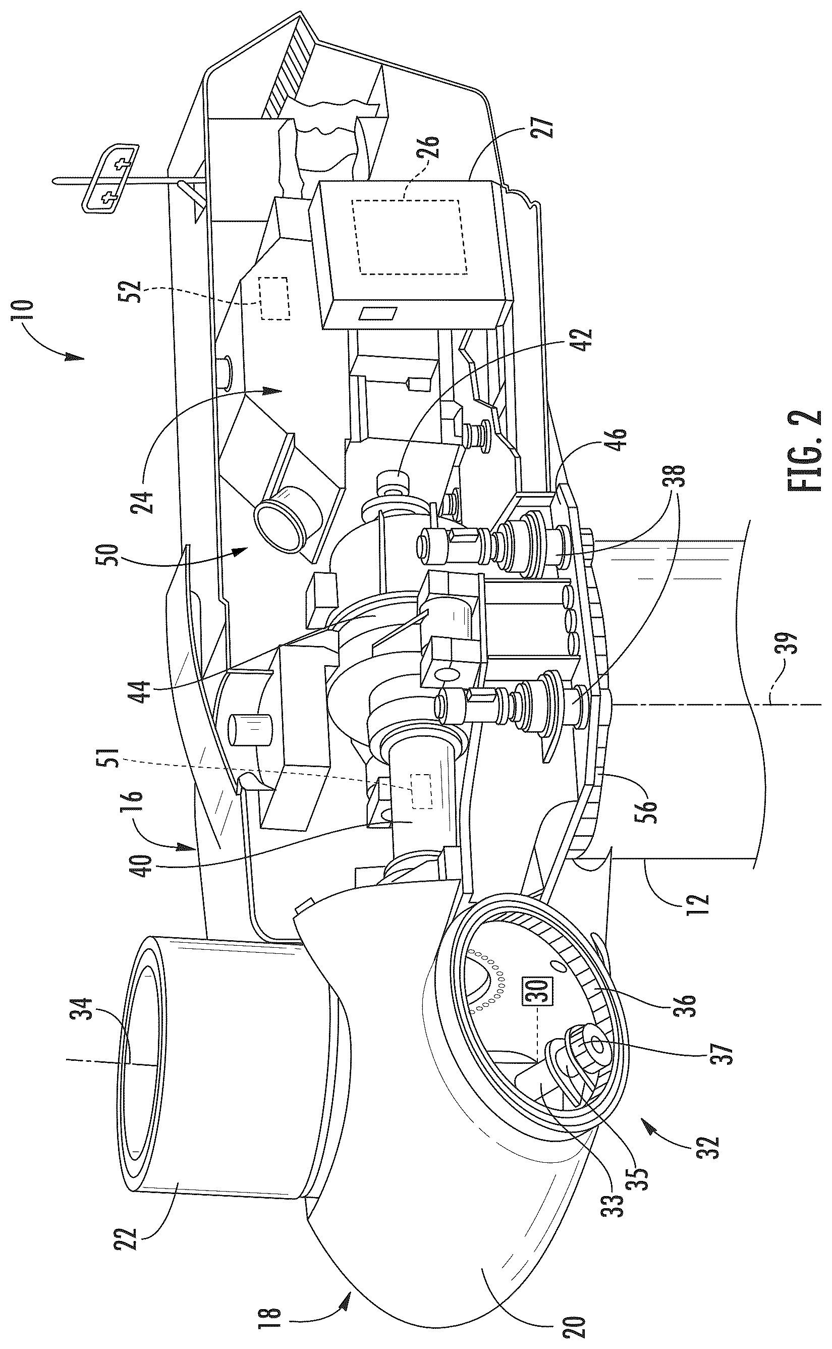 Patent US12448948 Figure 2 – System and method for monitoring vibrations in a drivetrain of a wind turbine