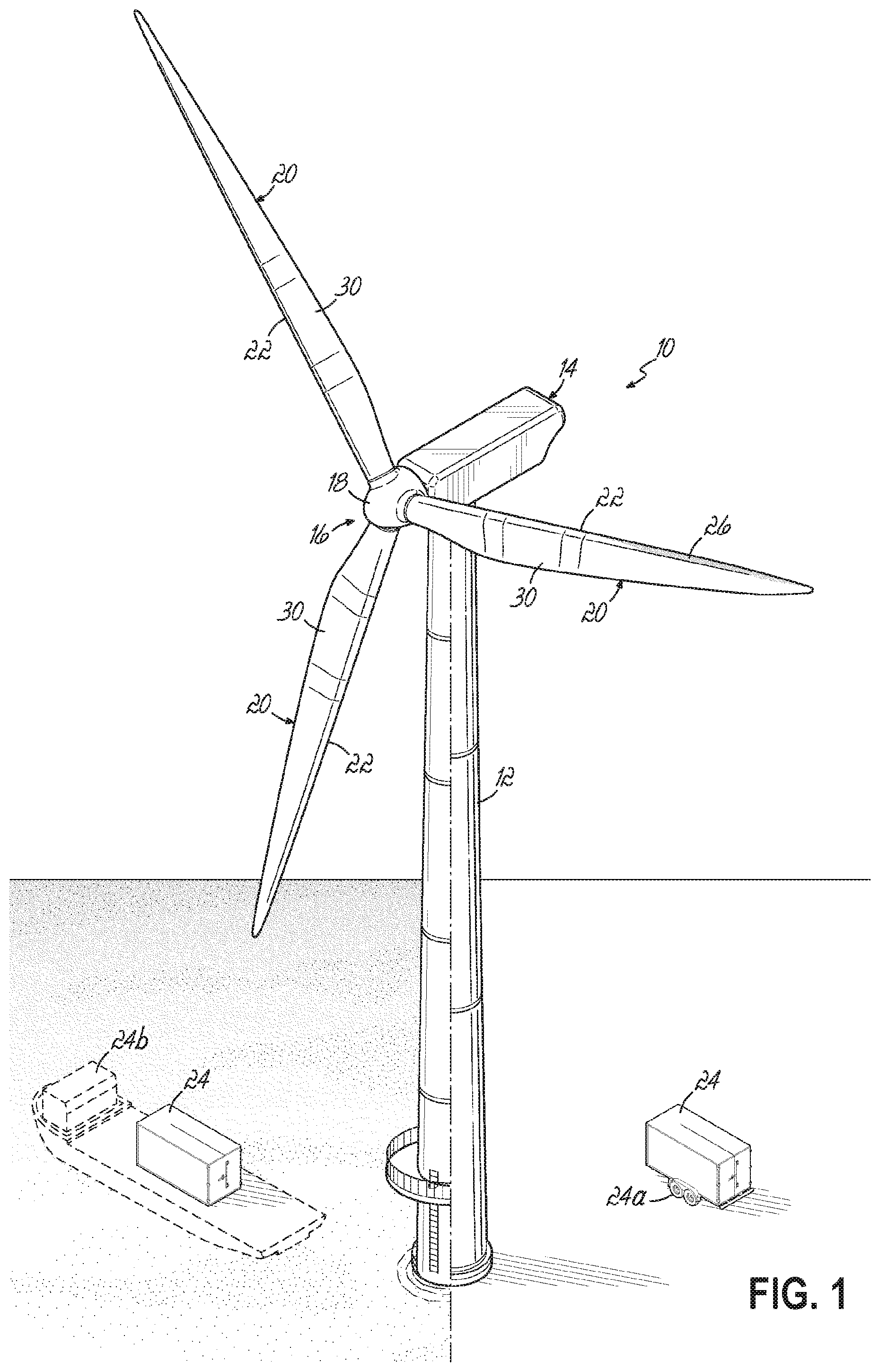 Patent US12448952 Figure 1 – System and method for repairing leading edge damage on a wind turbine blade