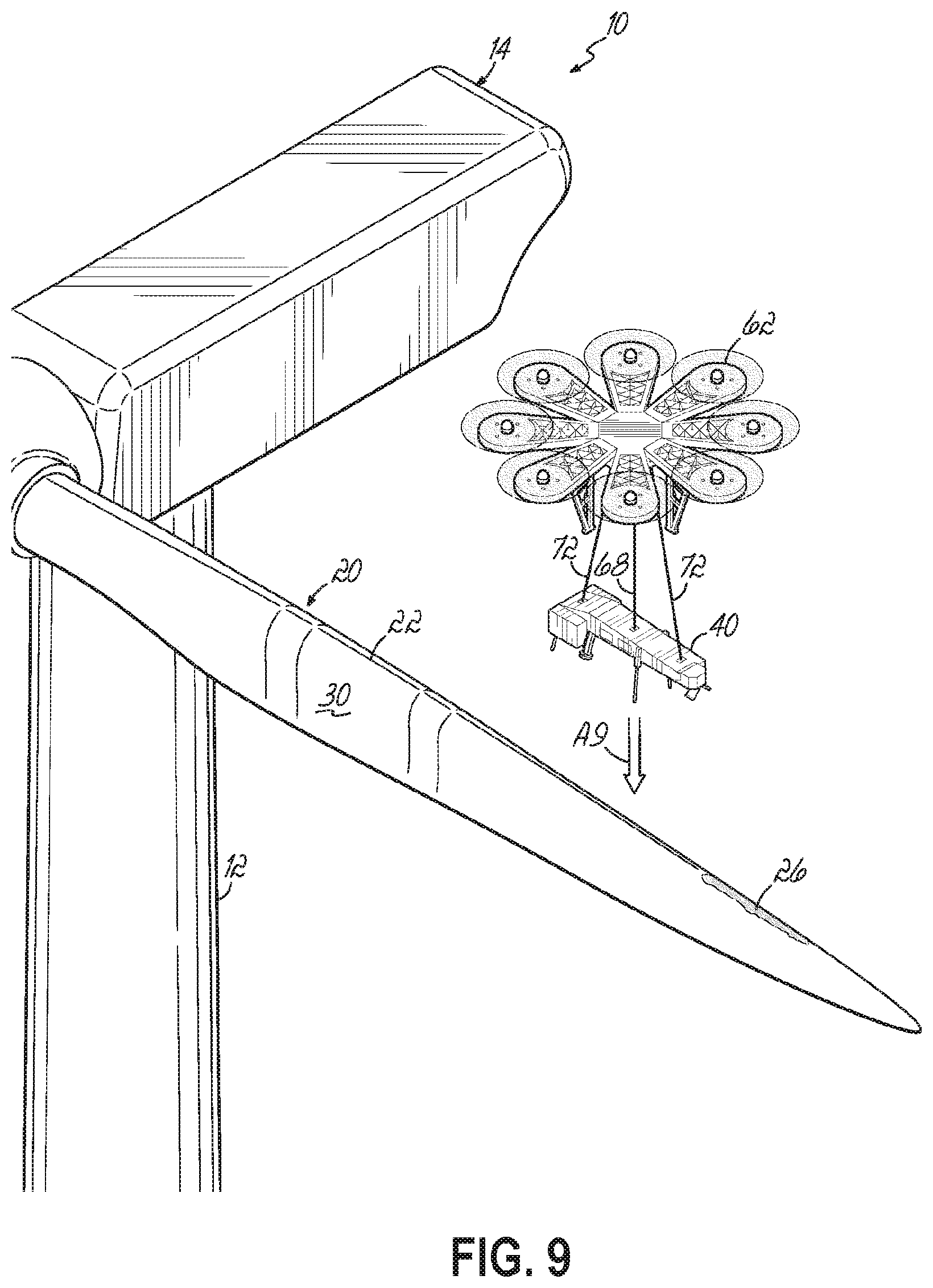 Patent US12448952 Figure 9 – System and method for repairing leading edge damage on a wind turbine blade
