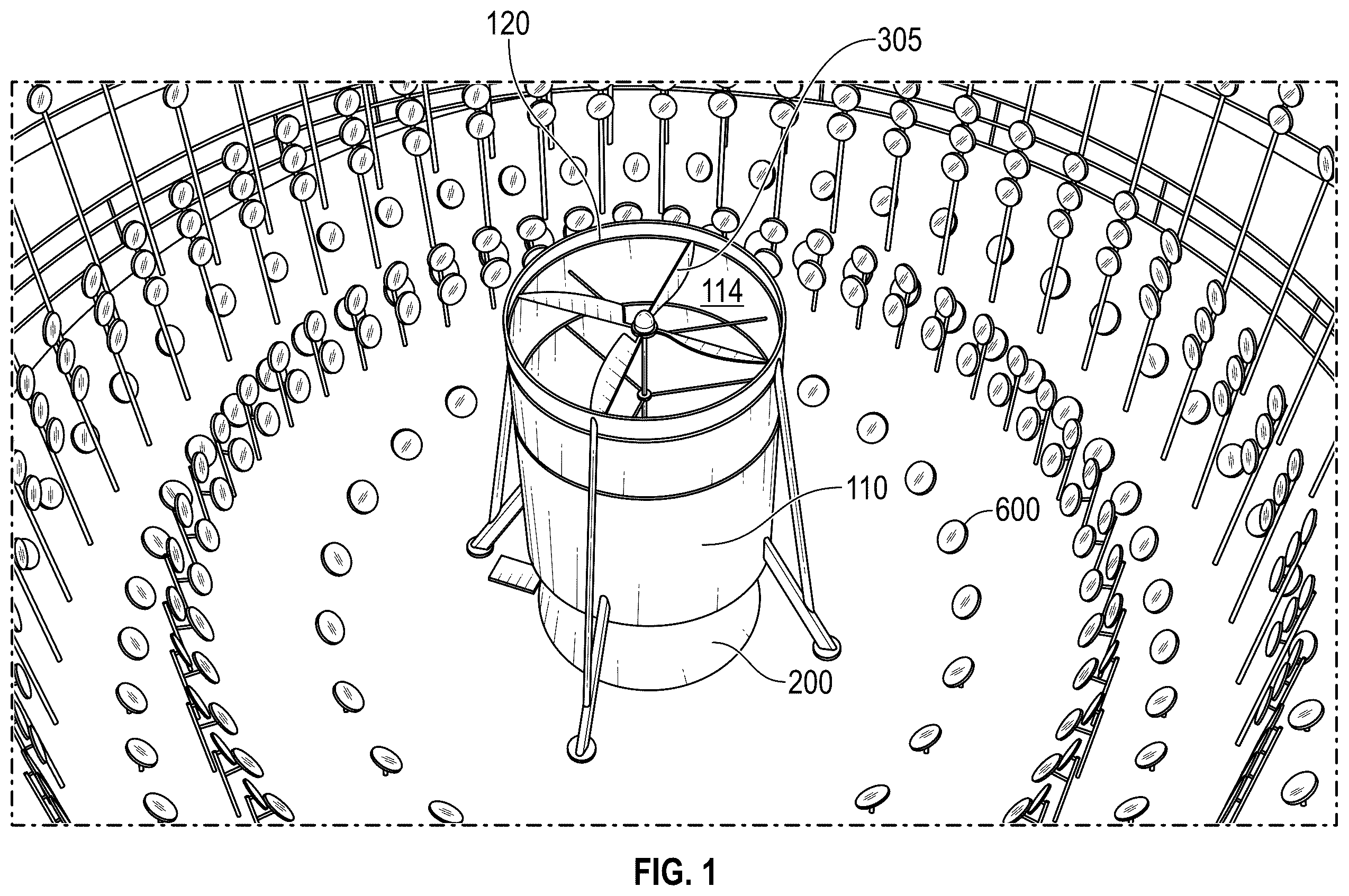 Patent US12448953 Figure 1 – Solar energy directed to a cylinder containing a propeller used to generate electricity