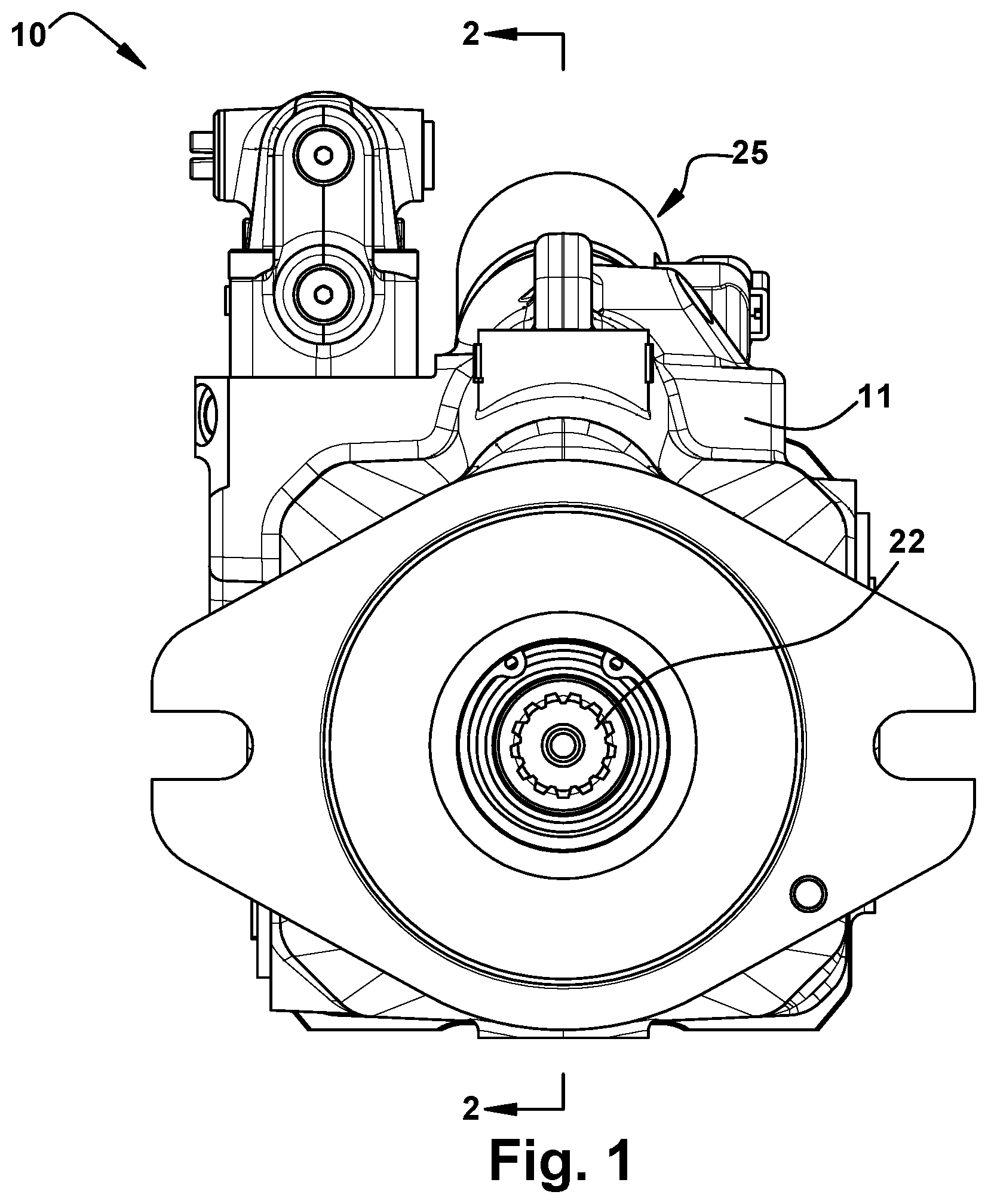 Patent US12448955 Figure 1 – Displacement control for hydraulic pump