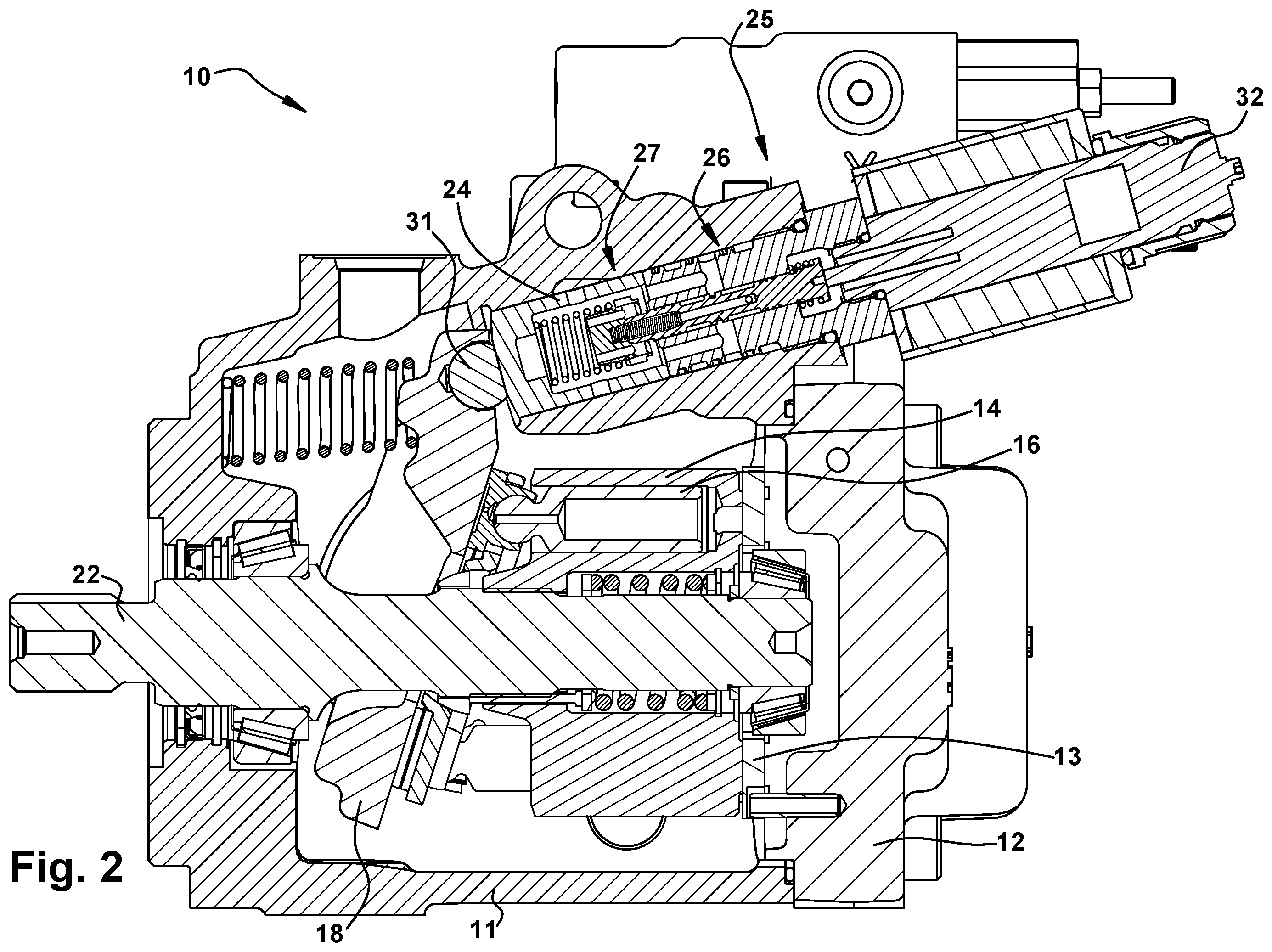 Patent US12448955 Figure 2 – Displacement control for hydraulic pump