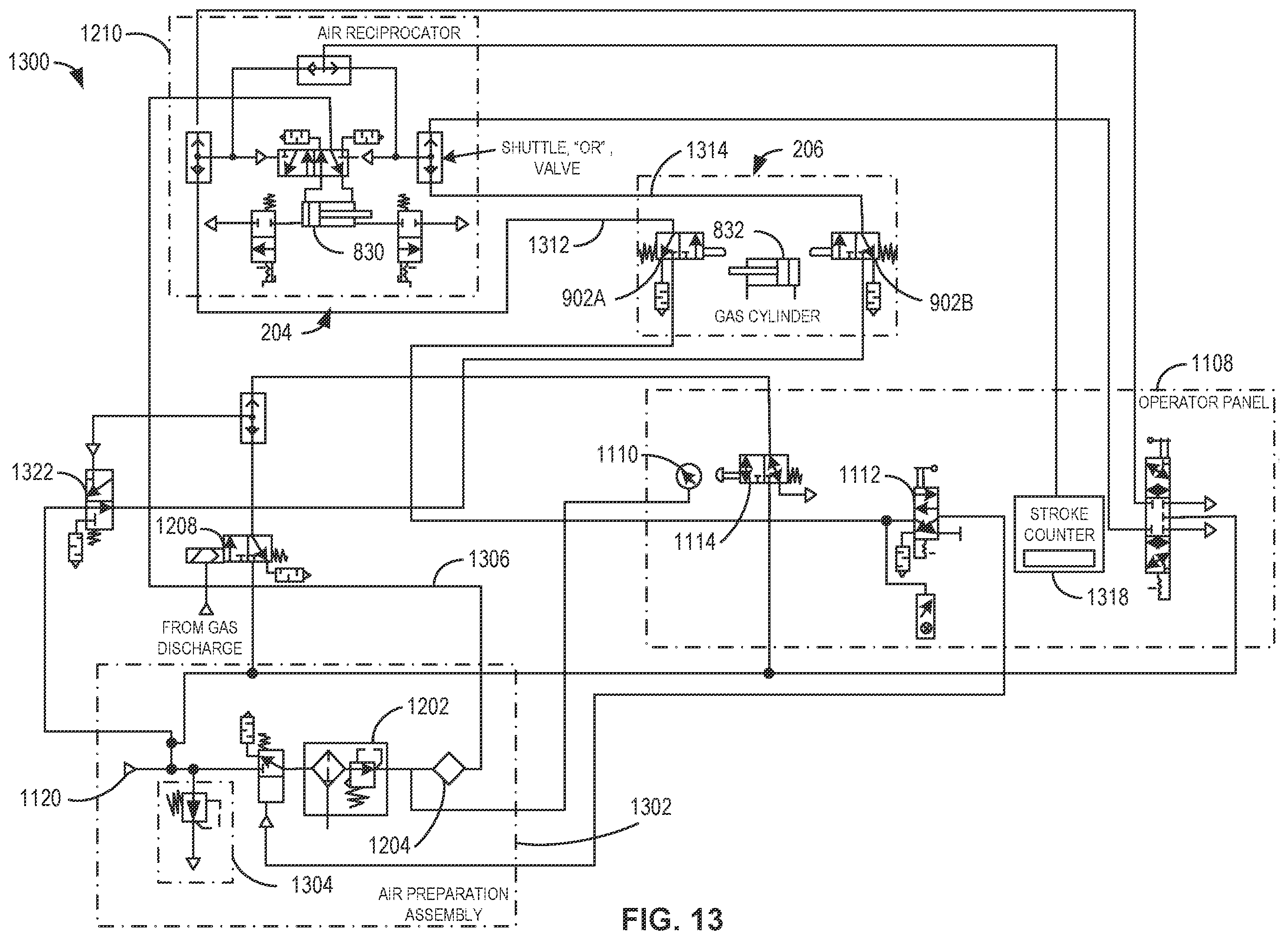 Patent US12448960 Figure 13 – Reduced size fluid transfer and depressurization apparatus, control, and associated methods