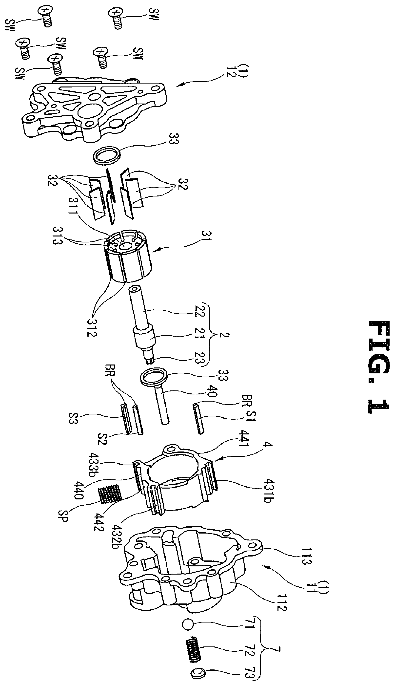 Patent US12448967 Figure 1 – Variable displacement oil pump