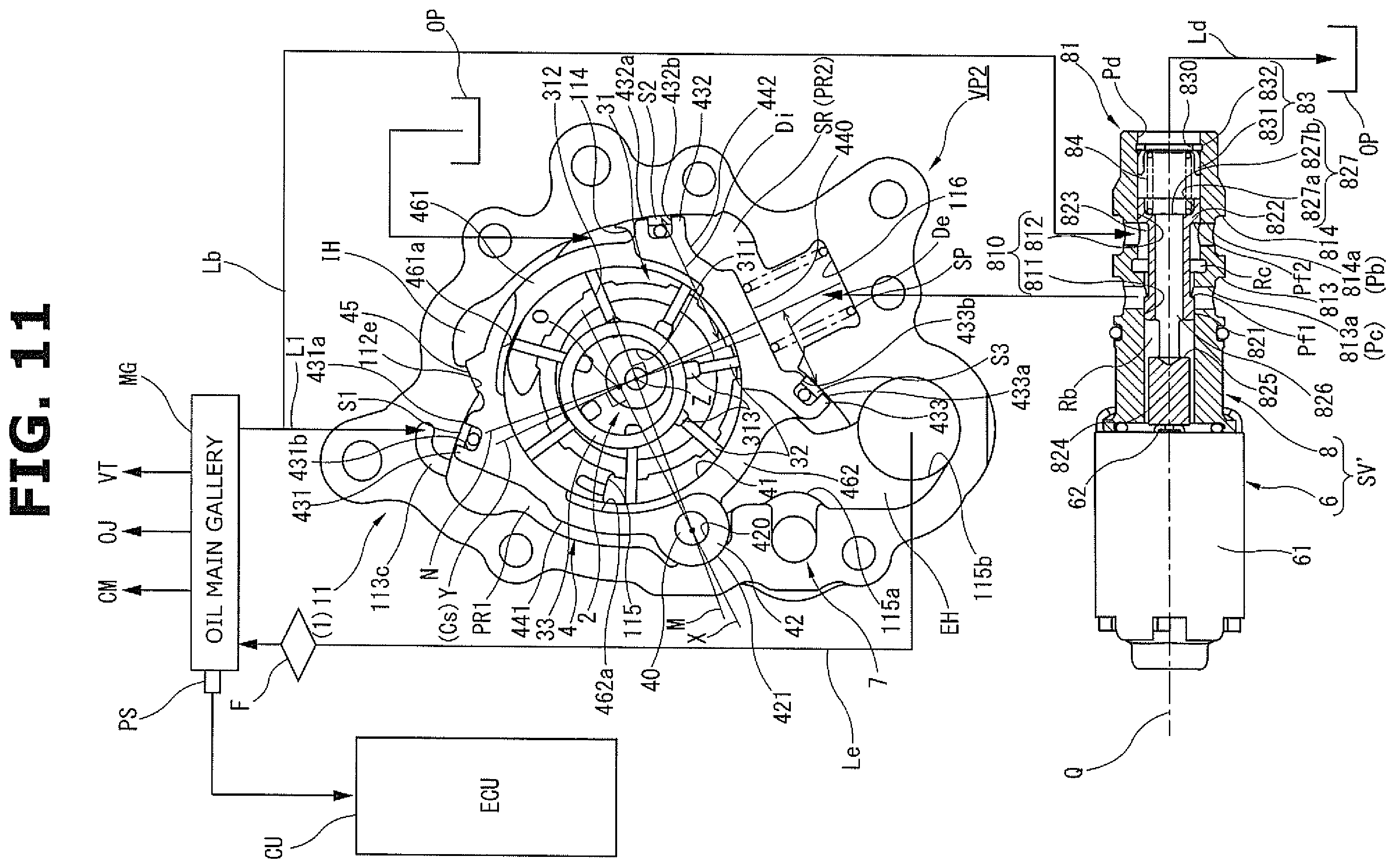 Patent US12448967 Figure 11 – Variable displacement oil pump