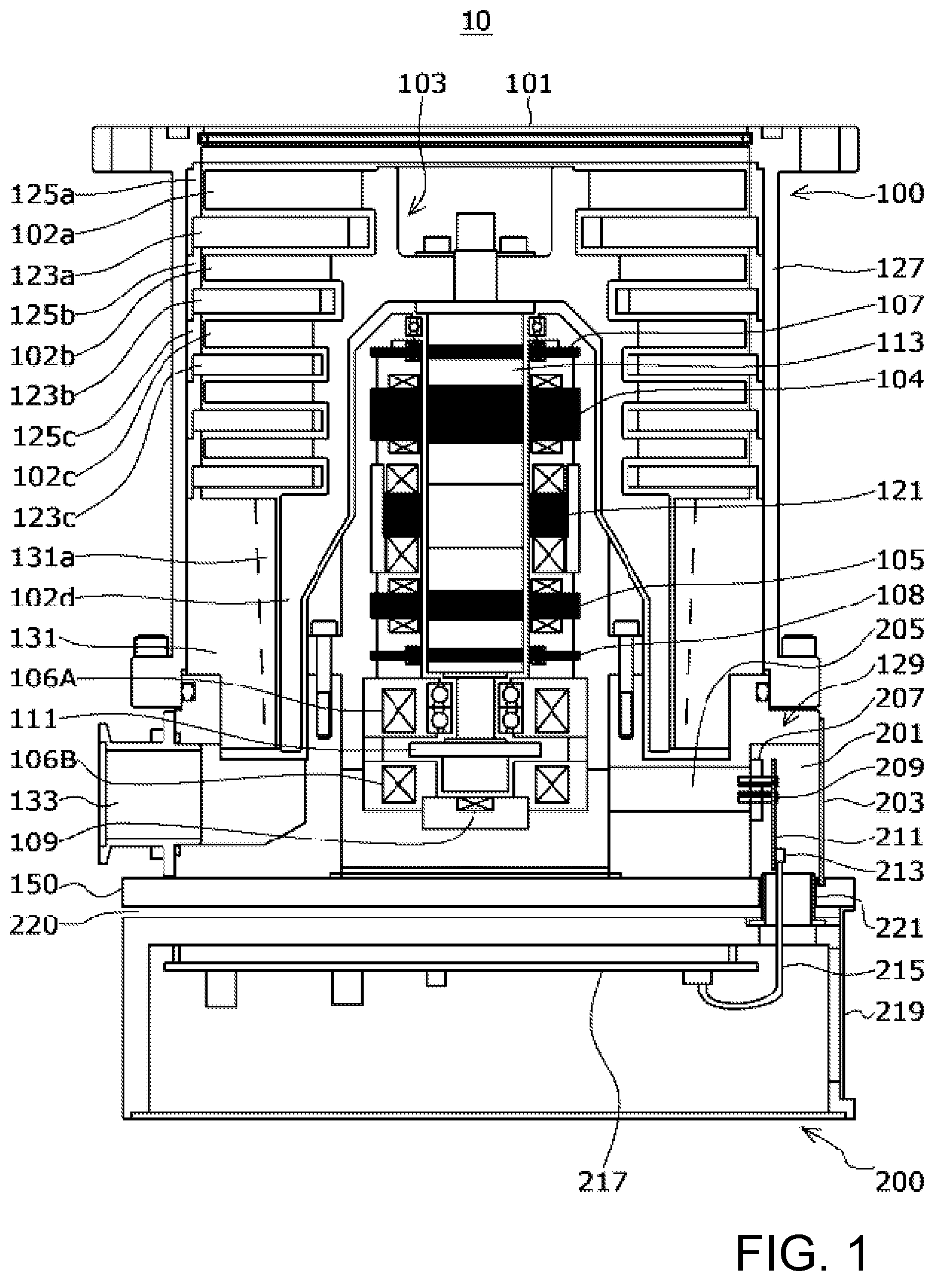 Patent US12448976 Figure 1 – Vacuum pump and control apparatus of vacuum pump with water leakage prevention between the pump main body and control apparatus