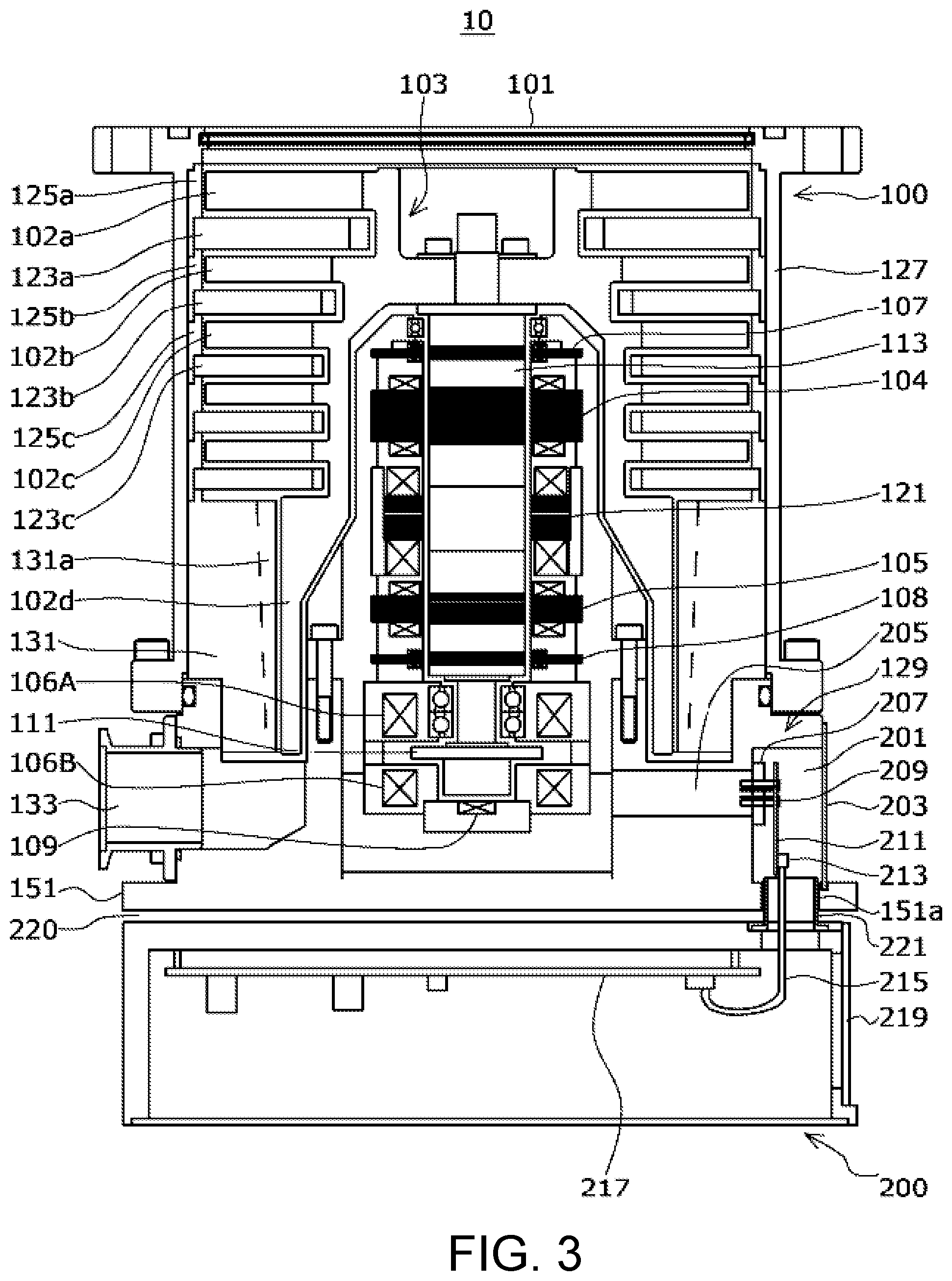 Patent US12448976 Figure 3 – Vacuum pump and control apparatus of vacuum pump with water leakage prevention between the pump main body and control apparatus