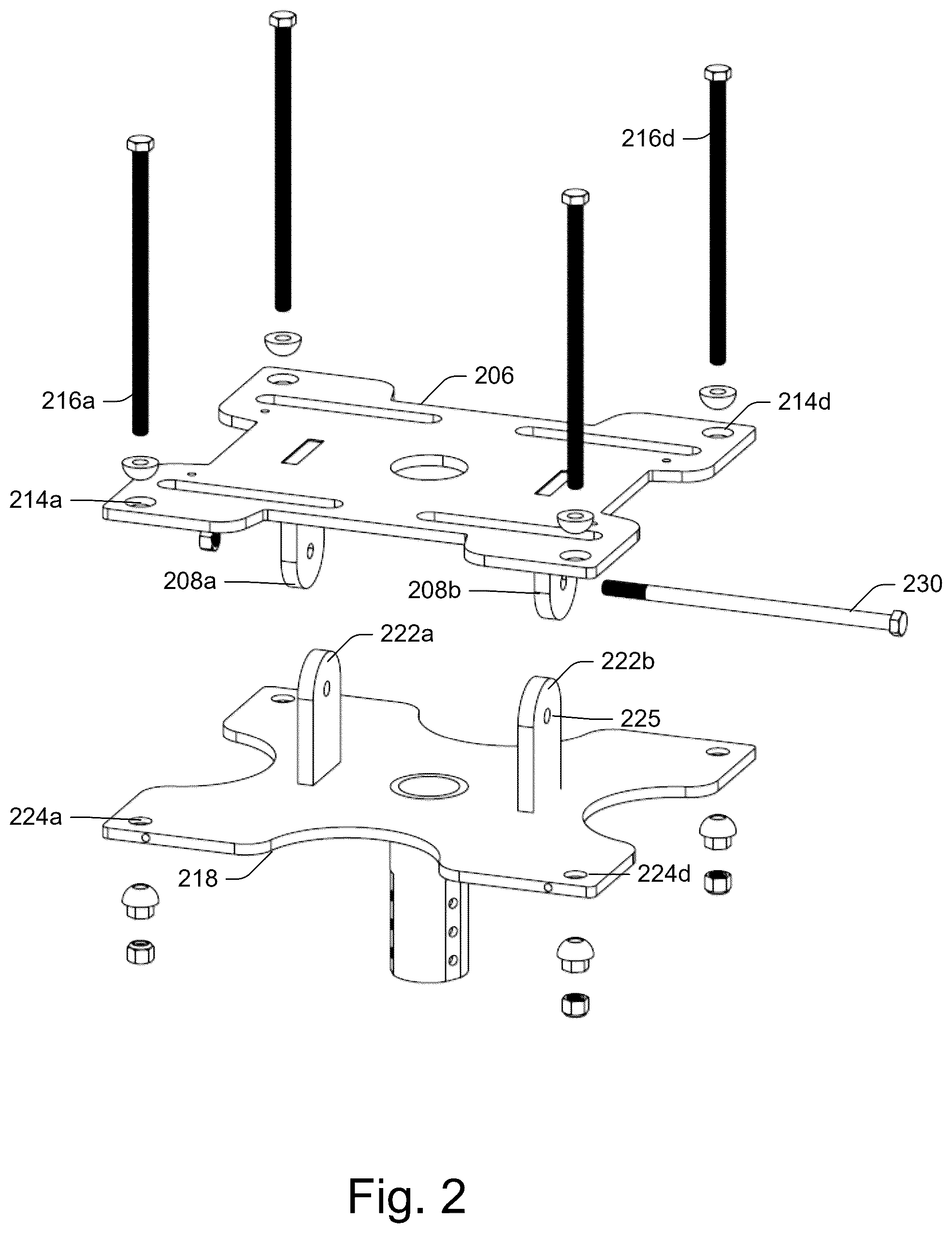 Patent US12448980 Figure 2 – Apparatus for securing a rotating fan with adjustable fasteners and method