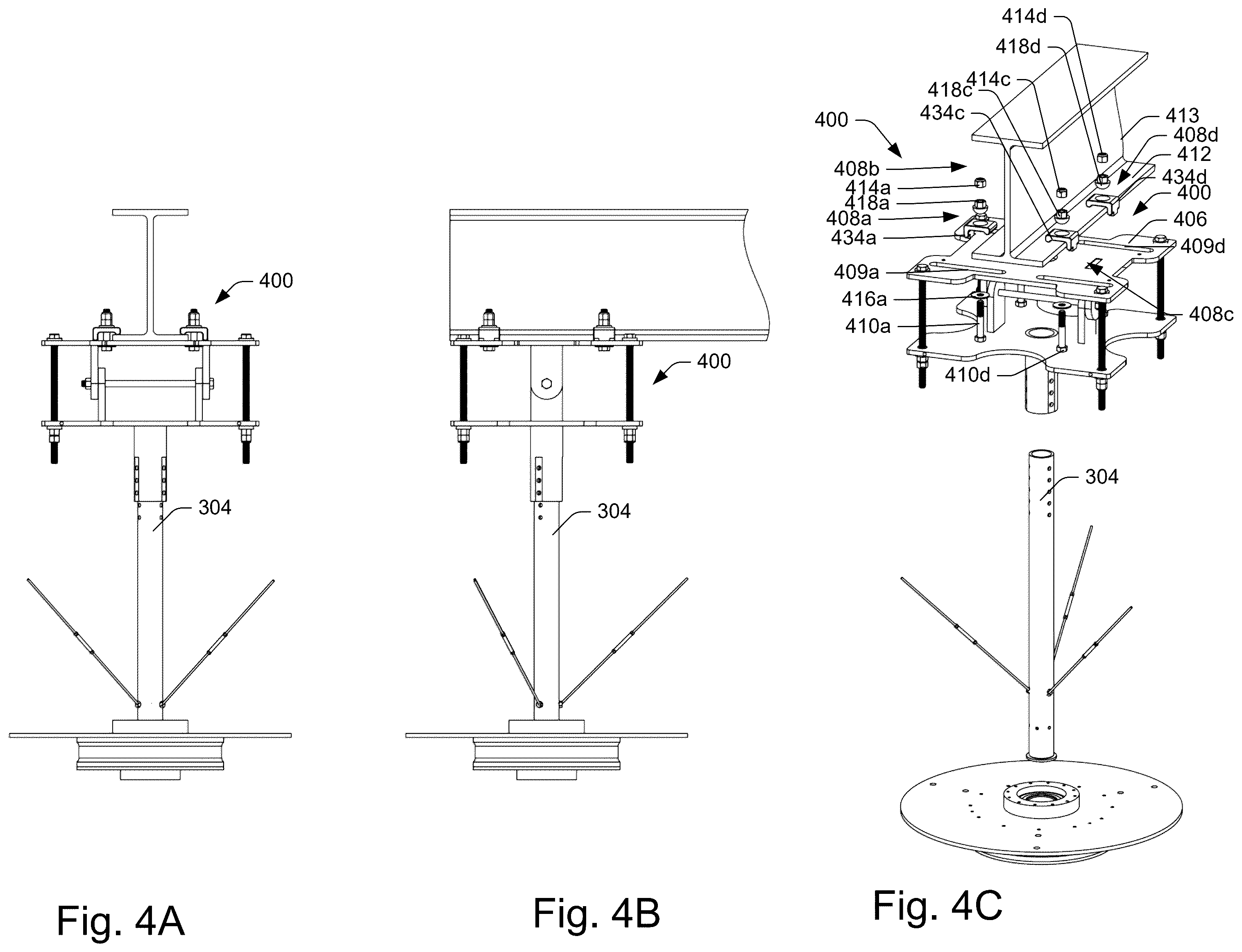 Patent US12448980 Figure 4 – Apparatus for securing a rotating fan with adjustable fasteners and method