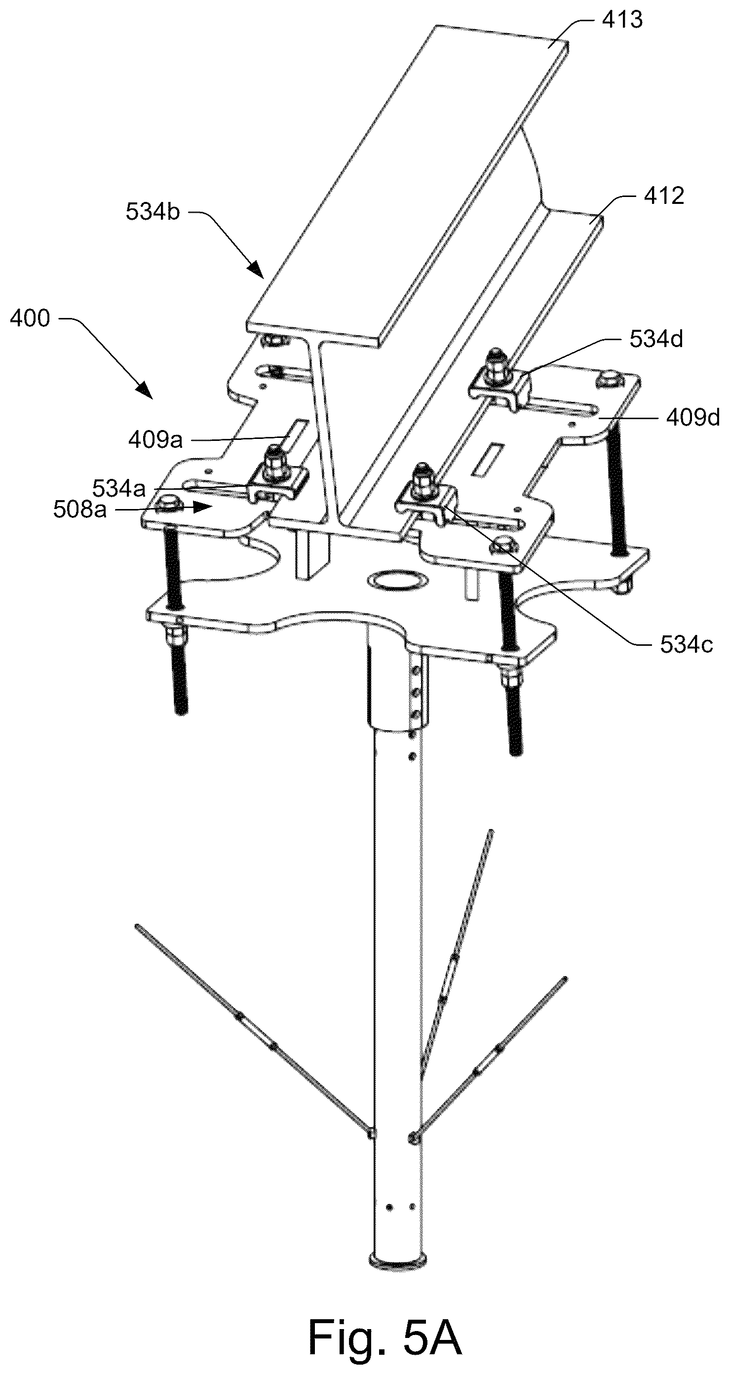 Patent US12448980 Figure 5 – Apparatus for securing a rotating fan with adjustable fasteners and method