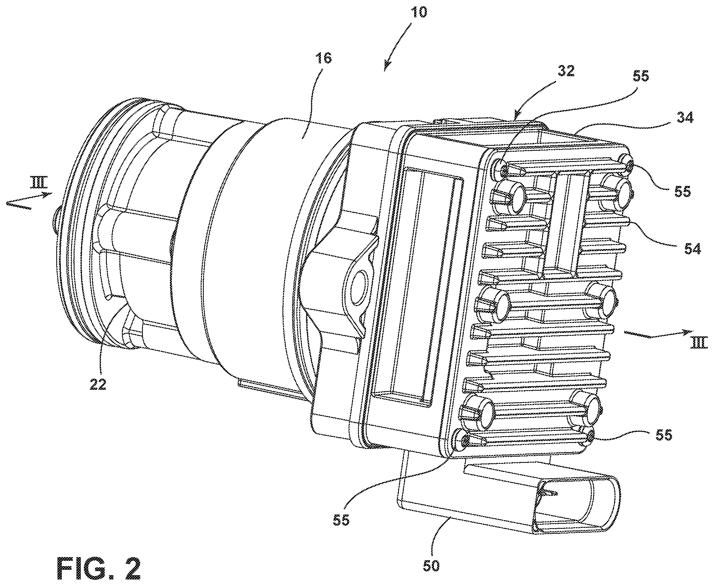 Patent US12448981 Figure 2 – Electronically commutated fluid pump including an integrated controller assembly having a sealing arrangement