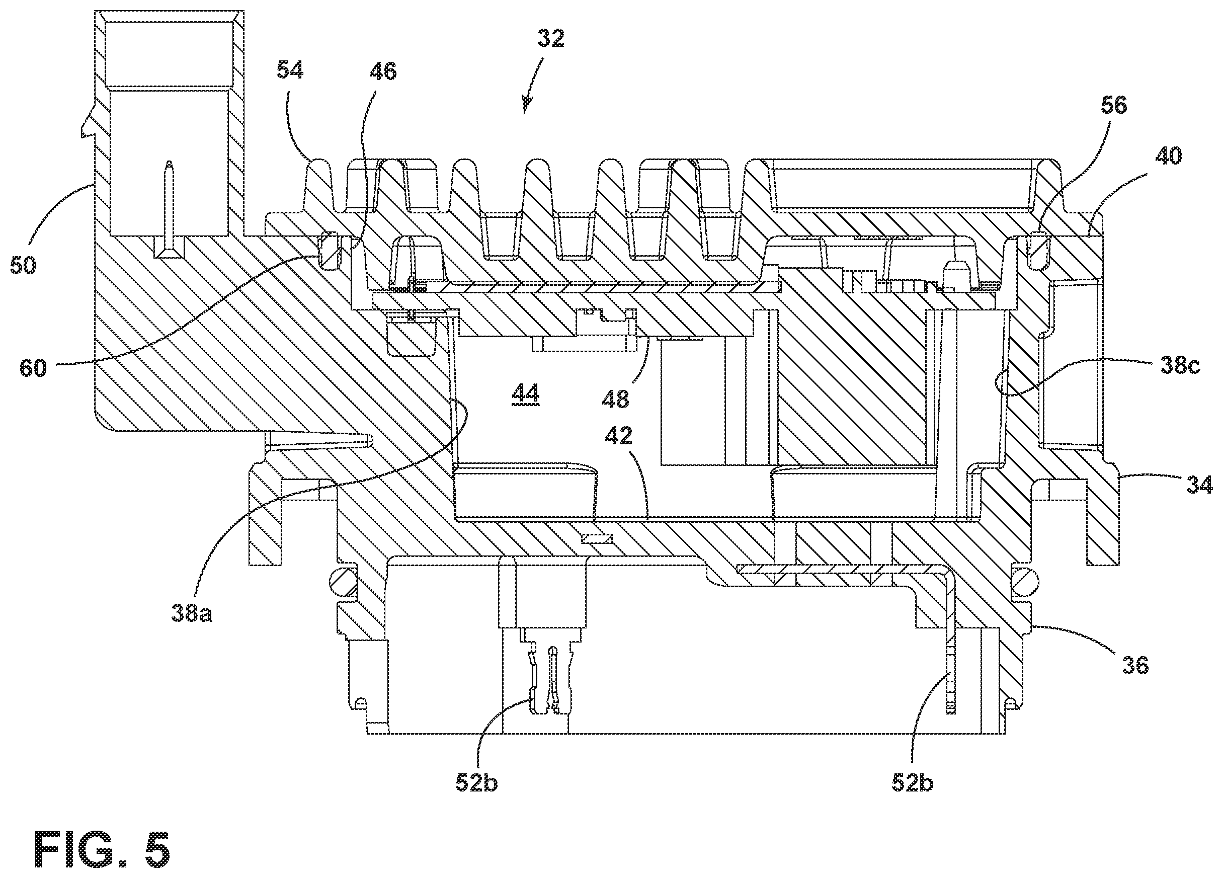 Patent US12448981 Figure 5 – Electronically commutated fluid pump including an integrated controller assembly having a sealing arrangement