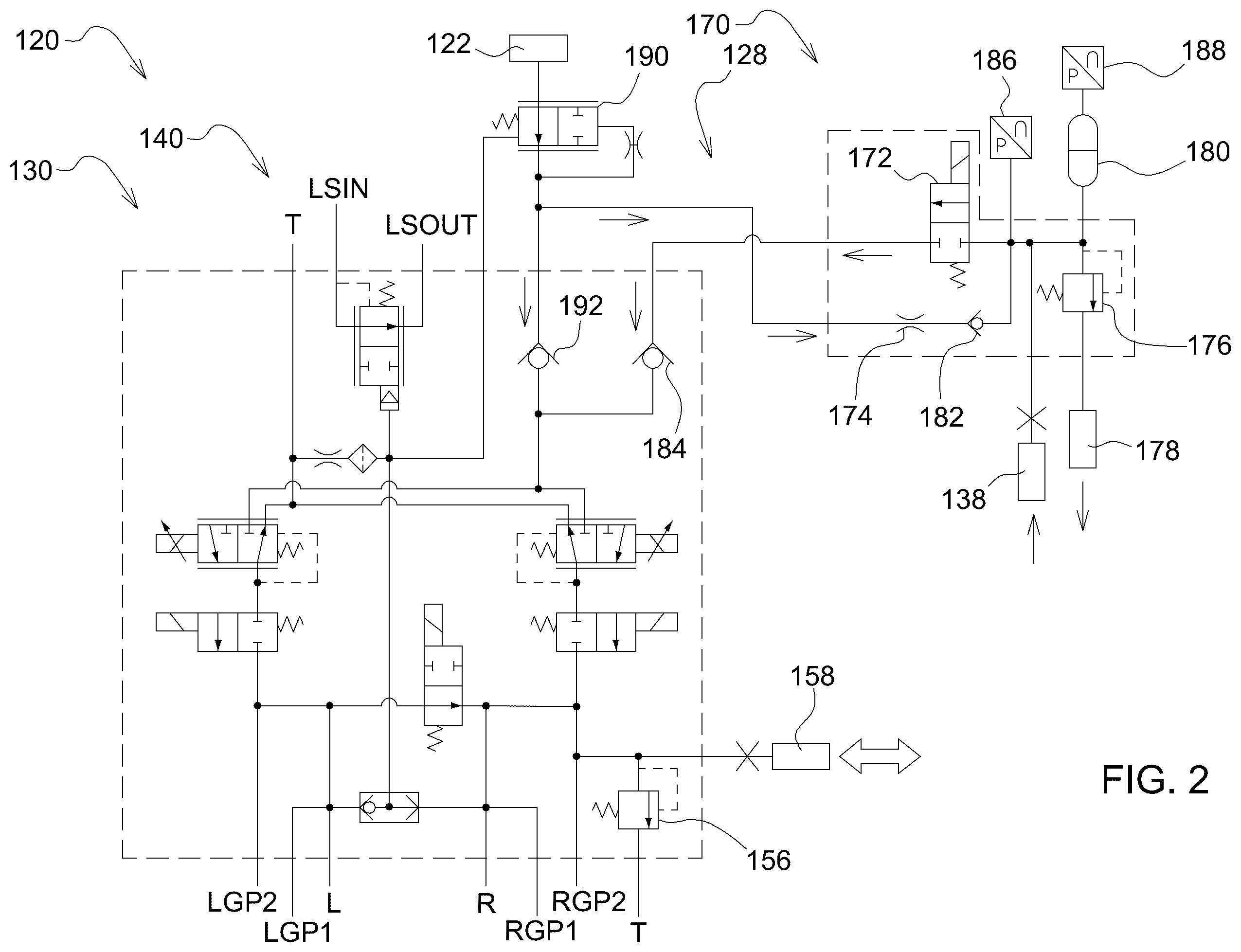 Patent US12448989 Figure 2 – Auxiliary hydraulic system for a work vehicle