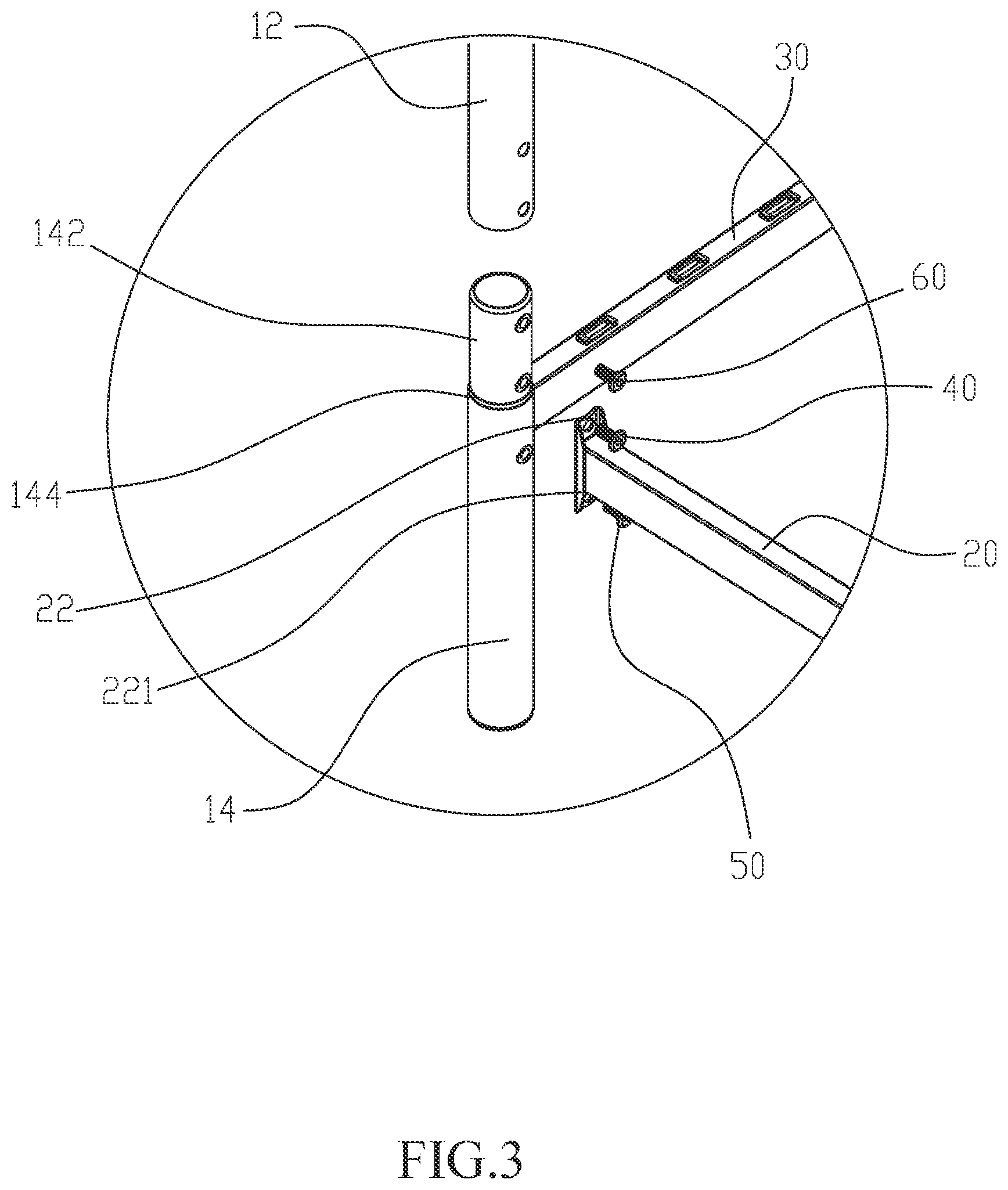 Patent US12448994 Figure 3 – Assembly structure for bed column and lateral bed rod
