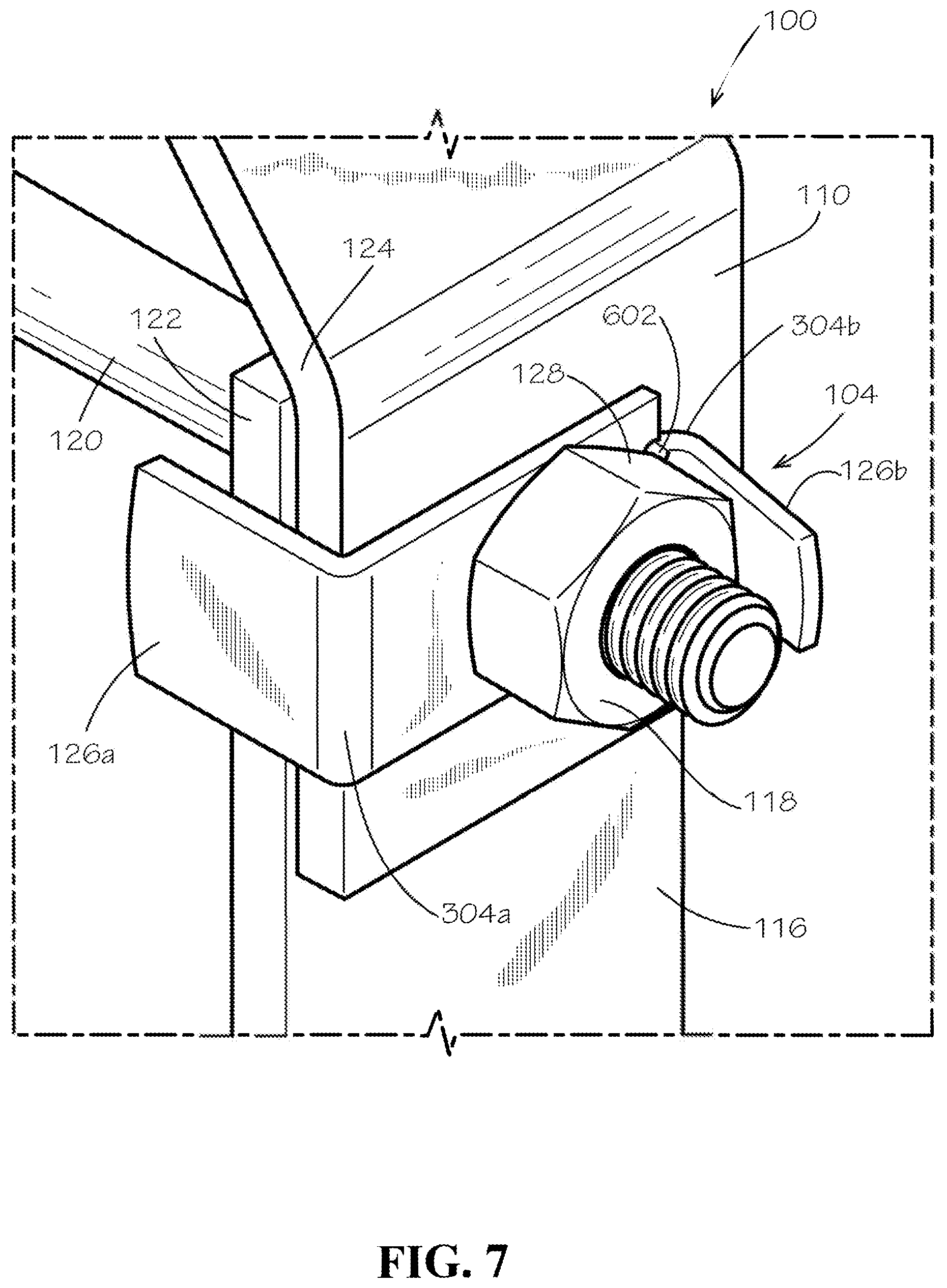 Patent US12448996 Figure 9 – Pipe hanger with lock tab washer