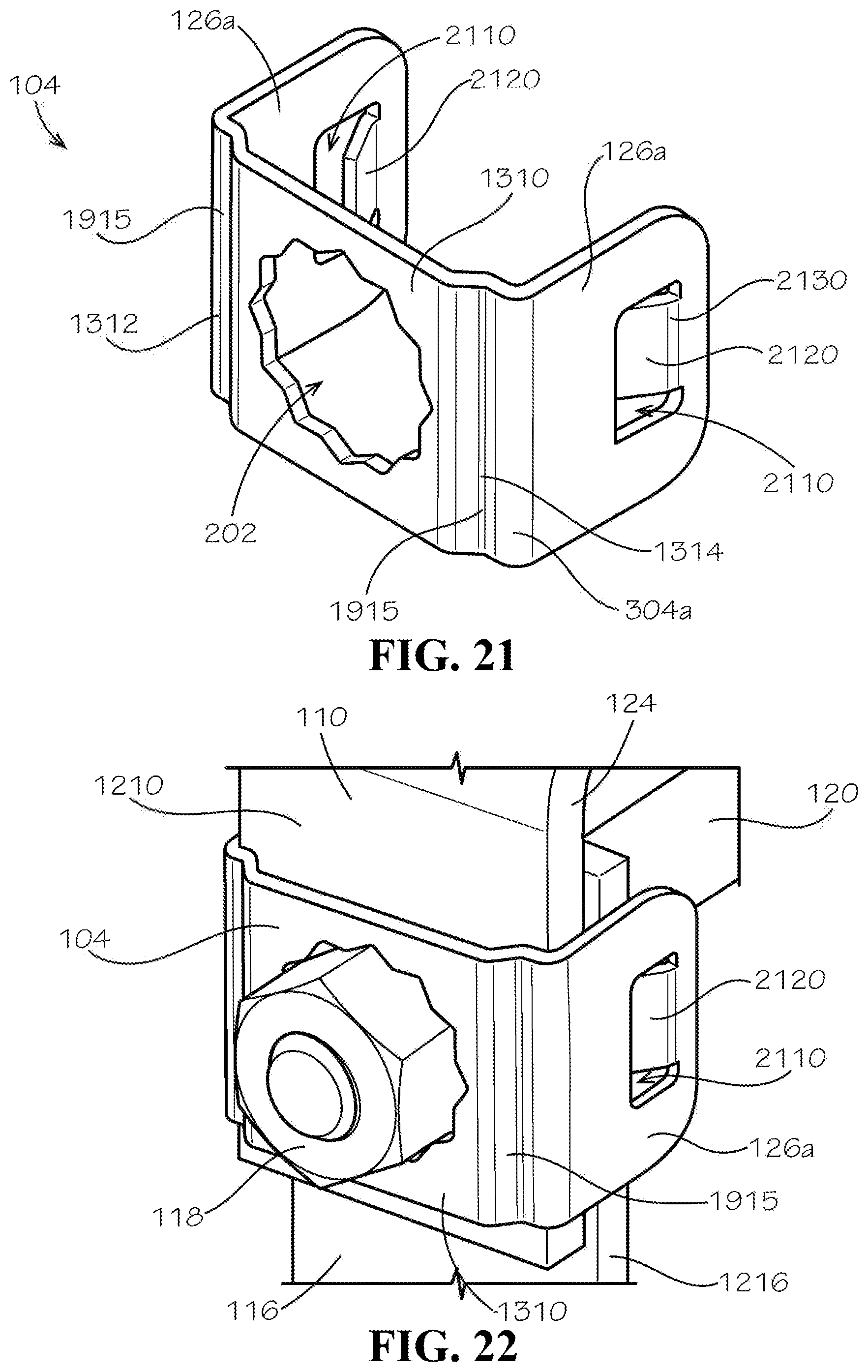 Patent US12448996 Figure 19 – Pipe hanger with lock tab washer