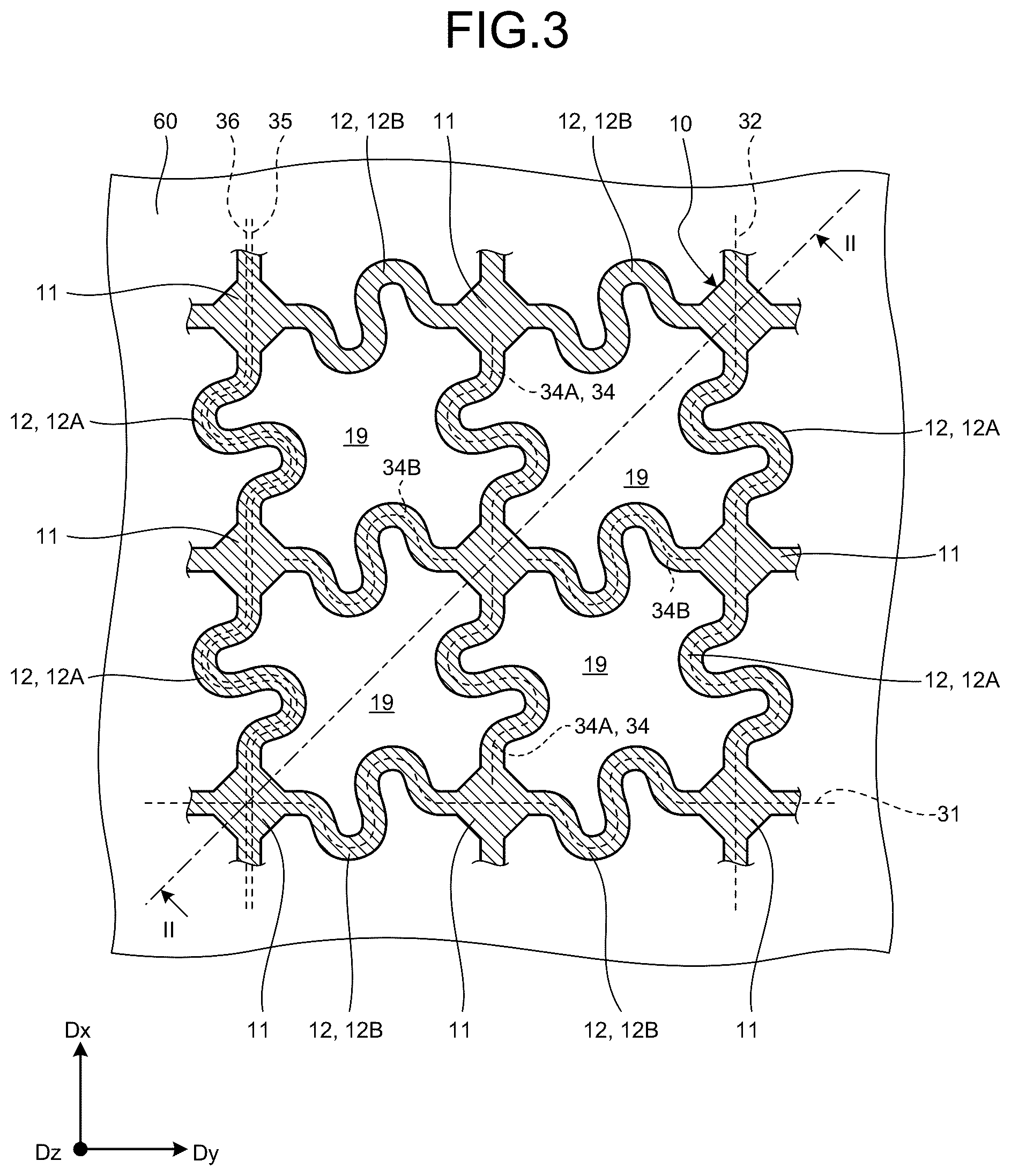 Patent US12453003 Figure 3 – Stretchable device