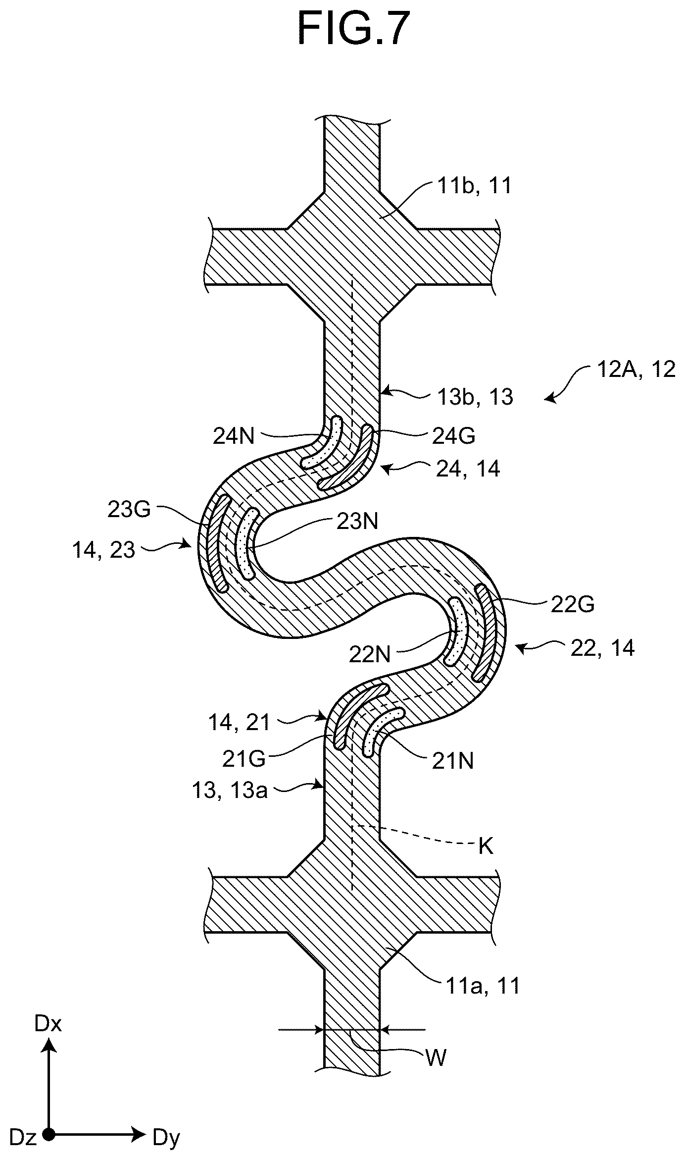 Patent US12453003 Figure 7 – Stretchable device